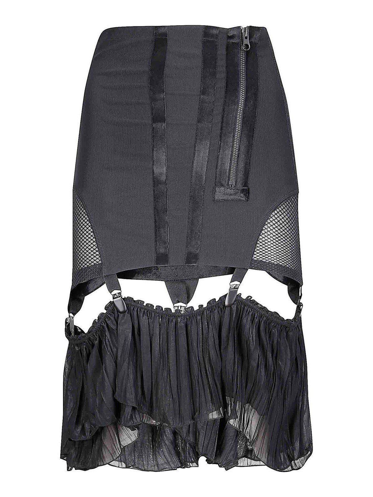 Mesh Girdle Skirt With Velvet Tape Details AW25UMASK0BLBLACK (KNWLS / スカート ) | KNWLS (ノウルズ)