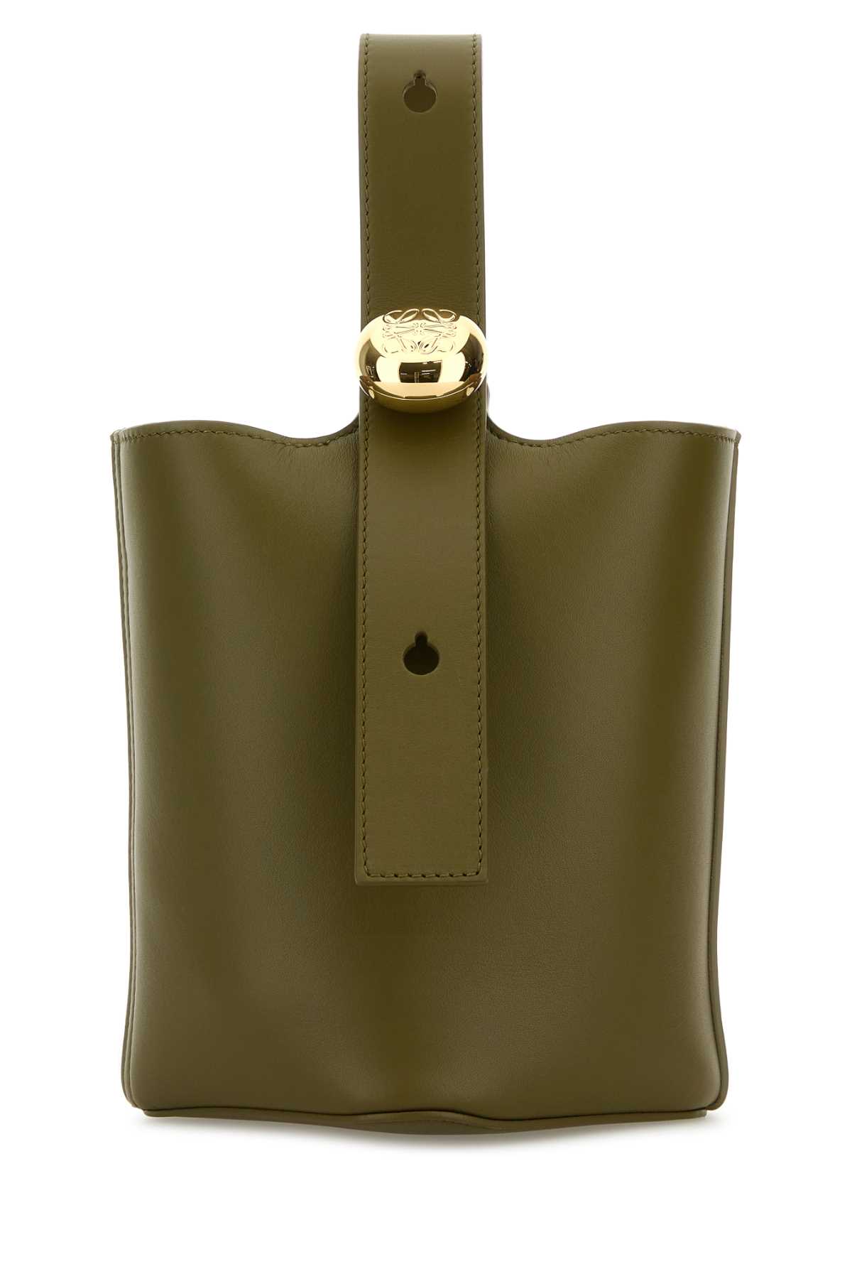 Olive green leather mini Pebble bucket bag AANBBBMX01OLIVE (LOEWE / ハンドバッグ・ショルダーバッグ ) | LOEWE (ロエベ)