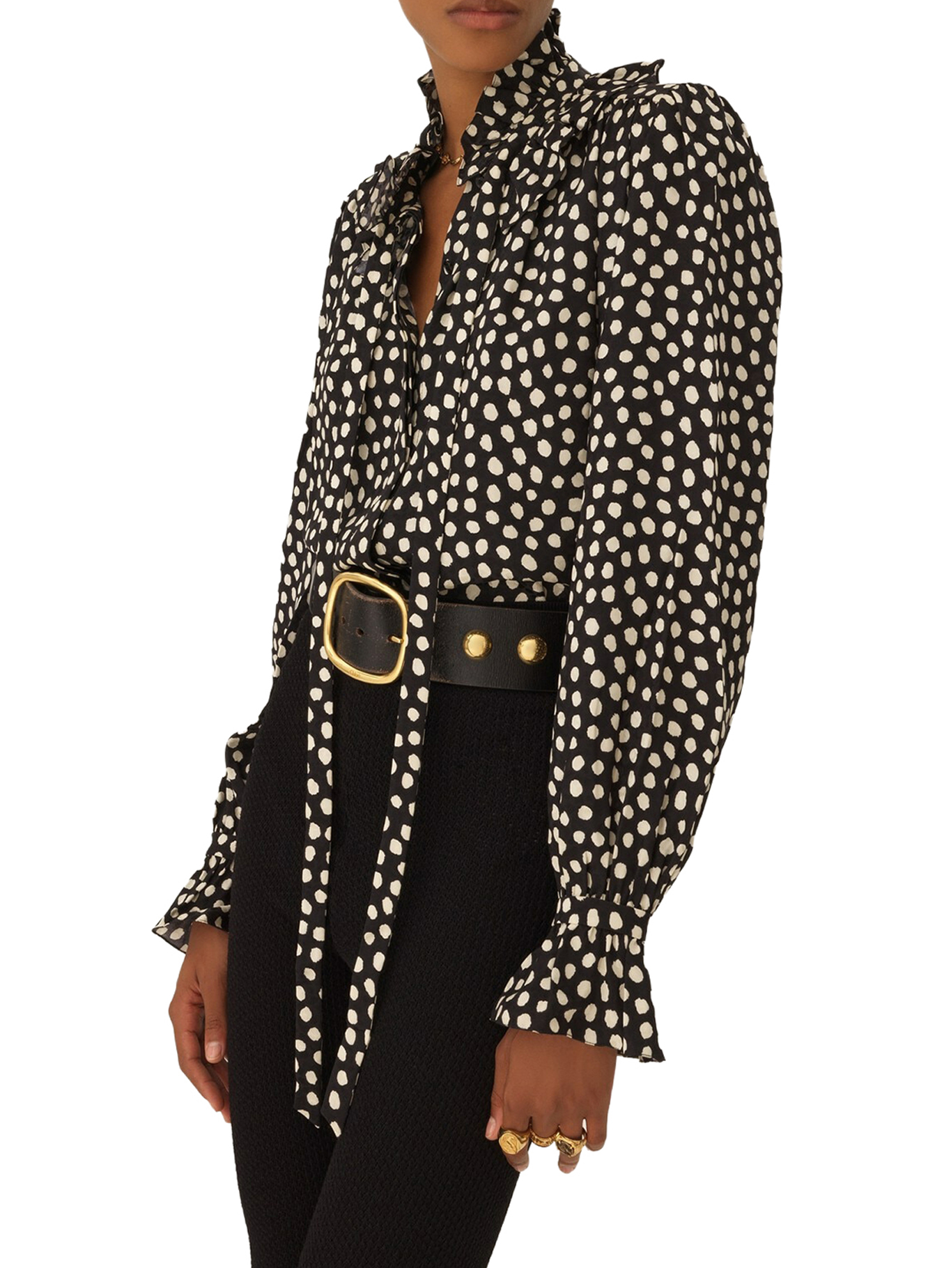 BLOUSE WITH RUFFLES AND RIBBONS ON THE FRONT IN SILK JACQUARD CH26SHT70300915 (Chloé / シャツ・ブラウス ) | Chloé (クロエ)(2)