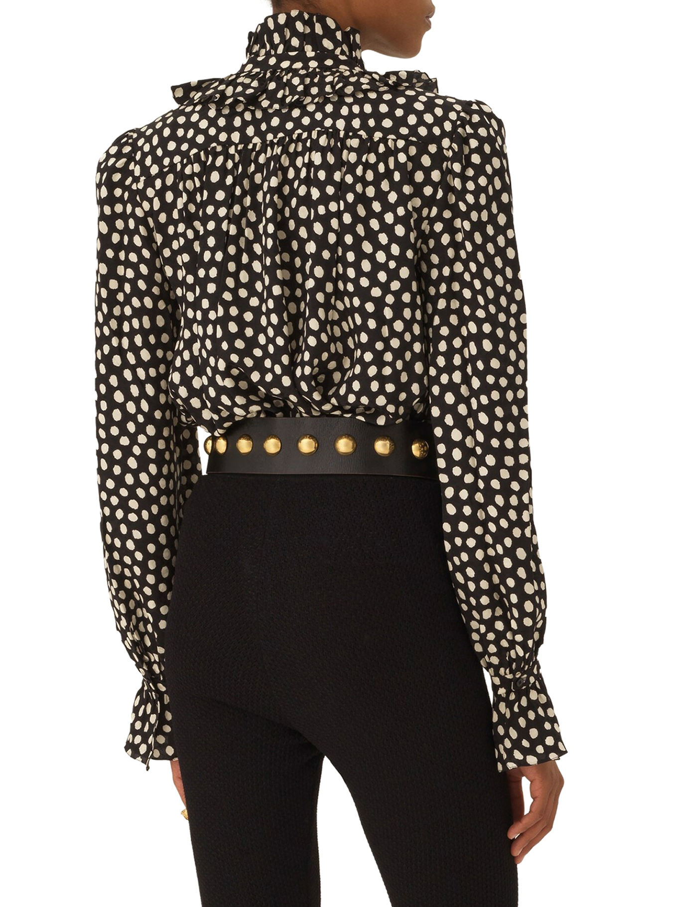 BLOUSE WITH RUFFLES AND RIBBONS ON THE FRONT IN SILK JACQUARD CH26SHT70300915 (Chloé / シャツ・ブラウス ) | Chloé (クロエ)(3)