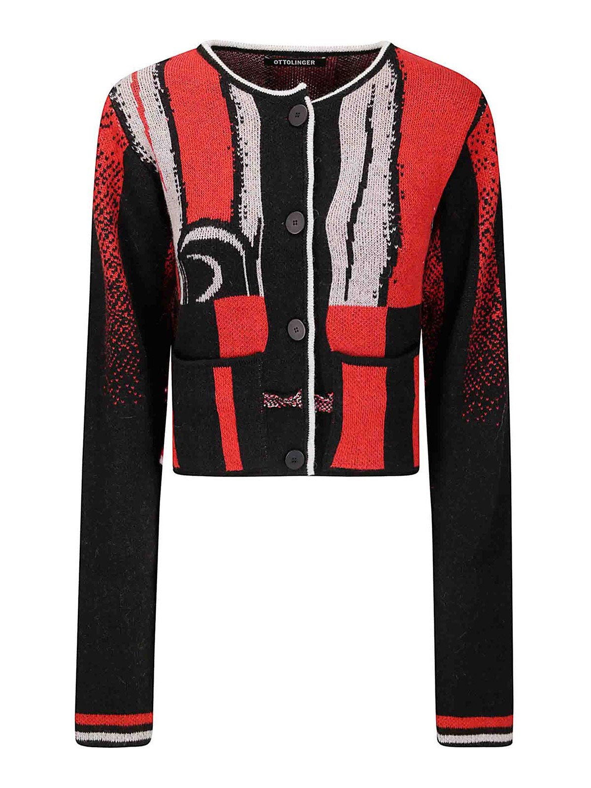 Sporty Knit Cardigan 10760250701BLKRED (OTTOLINGER / ニット・セーター・カーディガン ) | OTTOLINGER (オットリンガー)