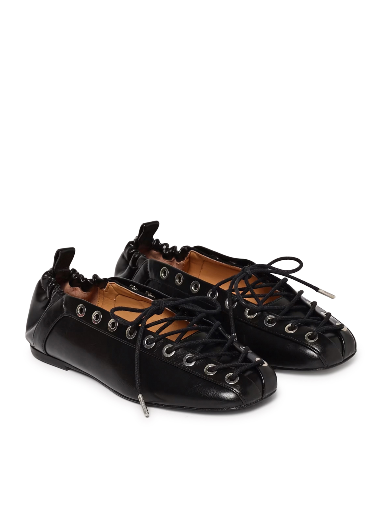 BLACK OLEATEX LACE-UP BALLET FLATS S2914099 (GANNI / フラットシューズ ) | GANNI (ガニー)(1)