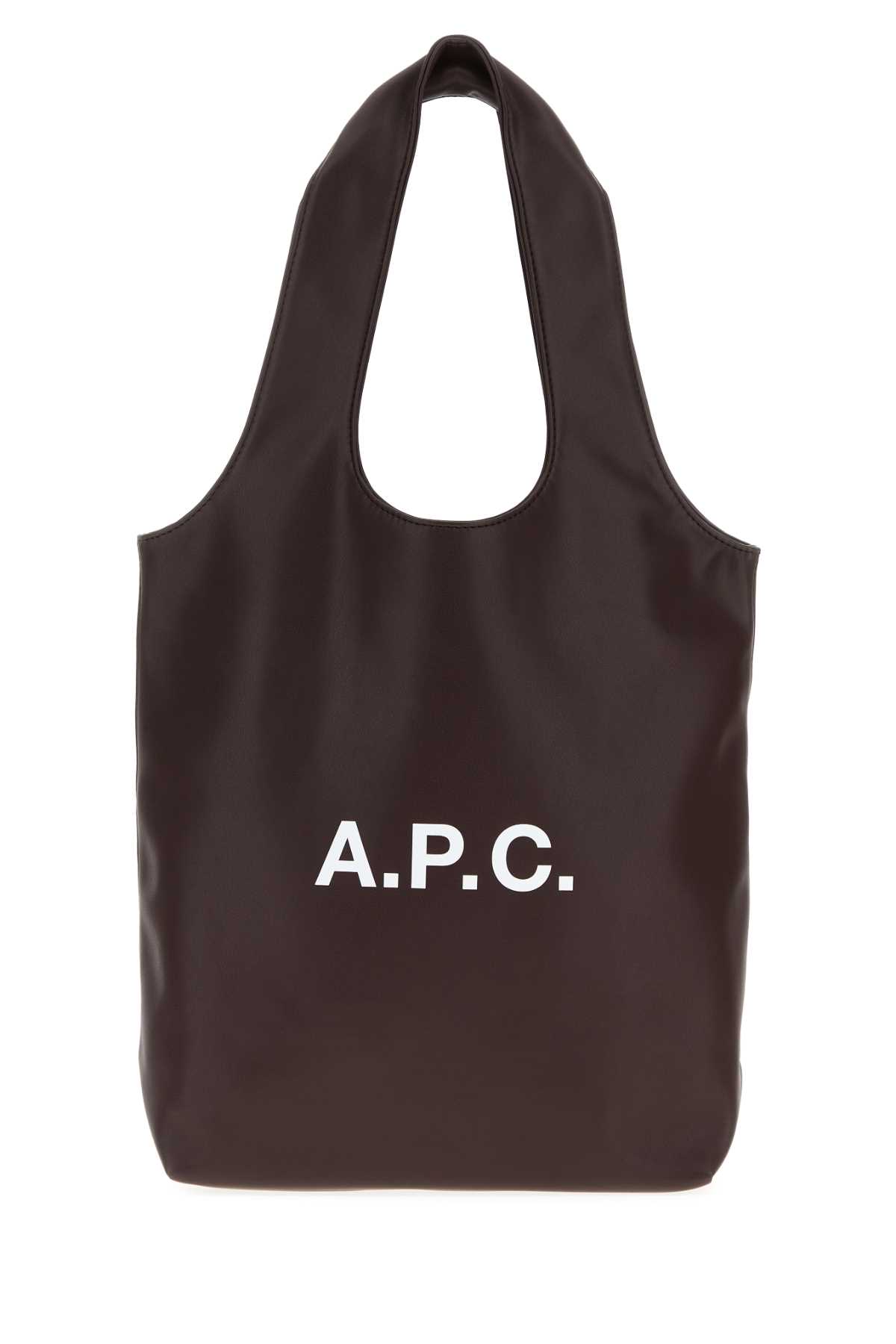 Dark brown synthetic leather small Ninon shopping bag PUAATM61861CAE (A.P.C. / トートバッグ ) | A.P.C. (アーペーセー)