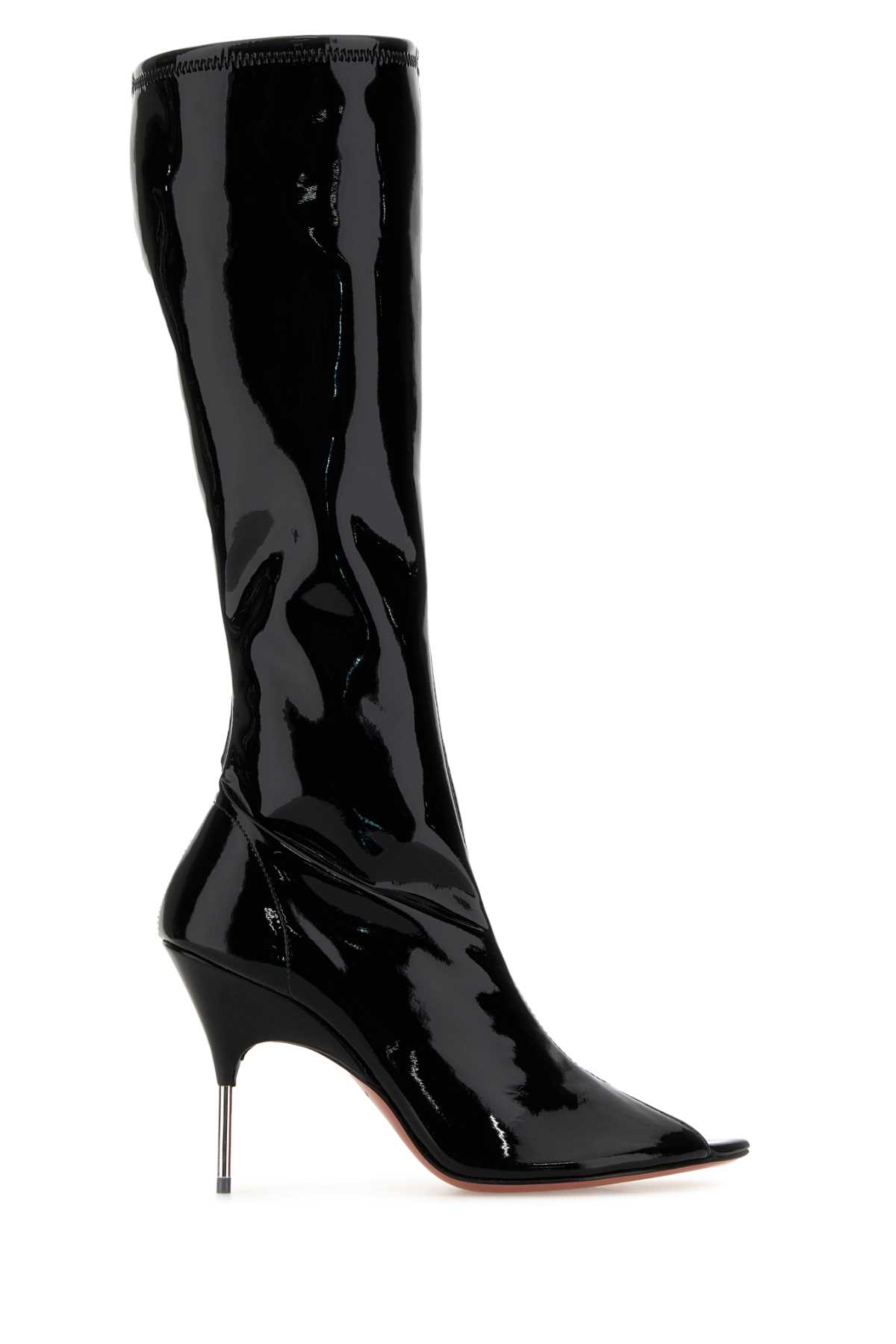 Black vinyl Bruna boots BRUNASTREHIGHBOOTBLA95PYRH (AMINA MUADDI / ブーツ ) | AMINA MUADDI (アミナ モアディ)