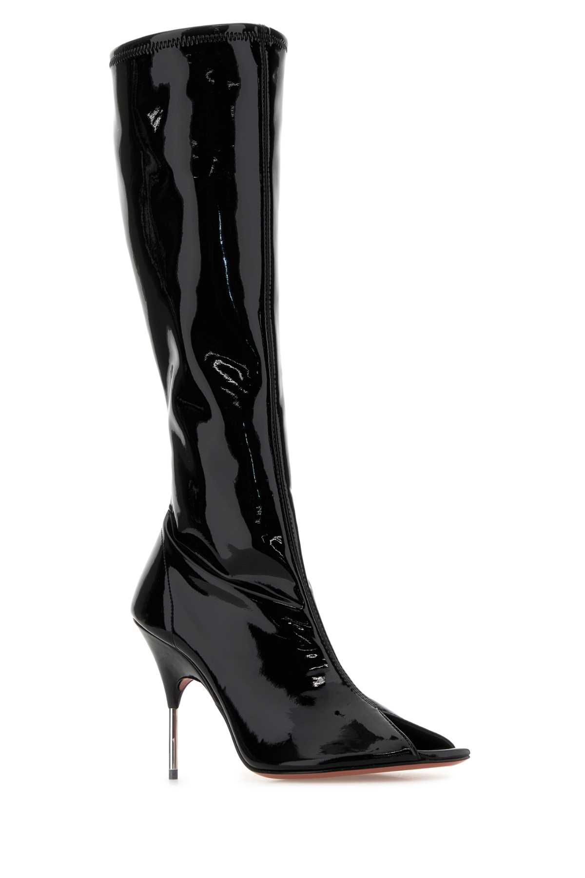 Black vinyl Bruna boots BRUNASTREHIGHBOOTBLA95PYRH (AMINA MUADDI / ブーツ ) | AMINA MUADDI (アミナ モアディ)(1)