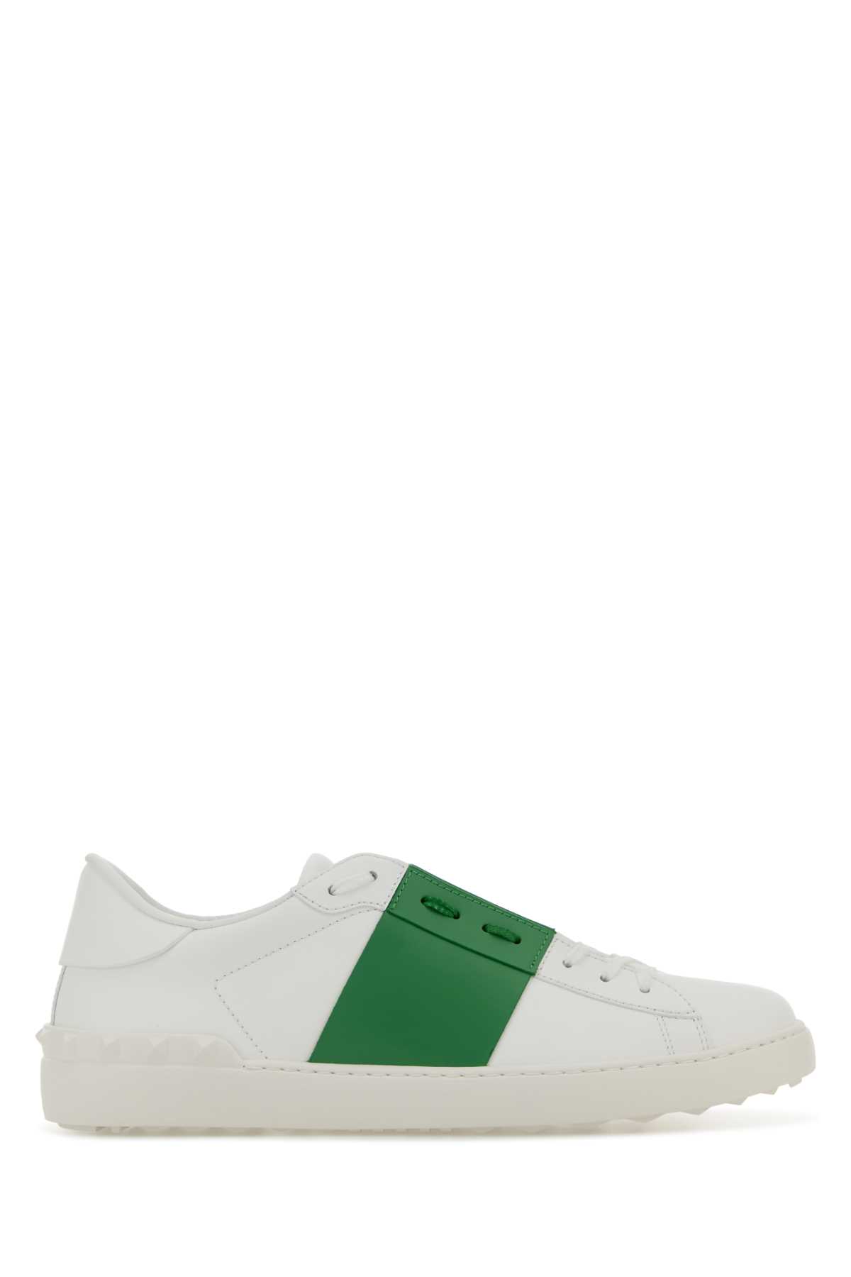 White leather Open sneakers with green band 8Y2S0830BLUDU2 (Valentino Garavani / スニーカー ) | Valentino Garavani (ヴァレンティノ)