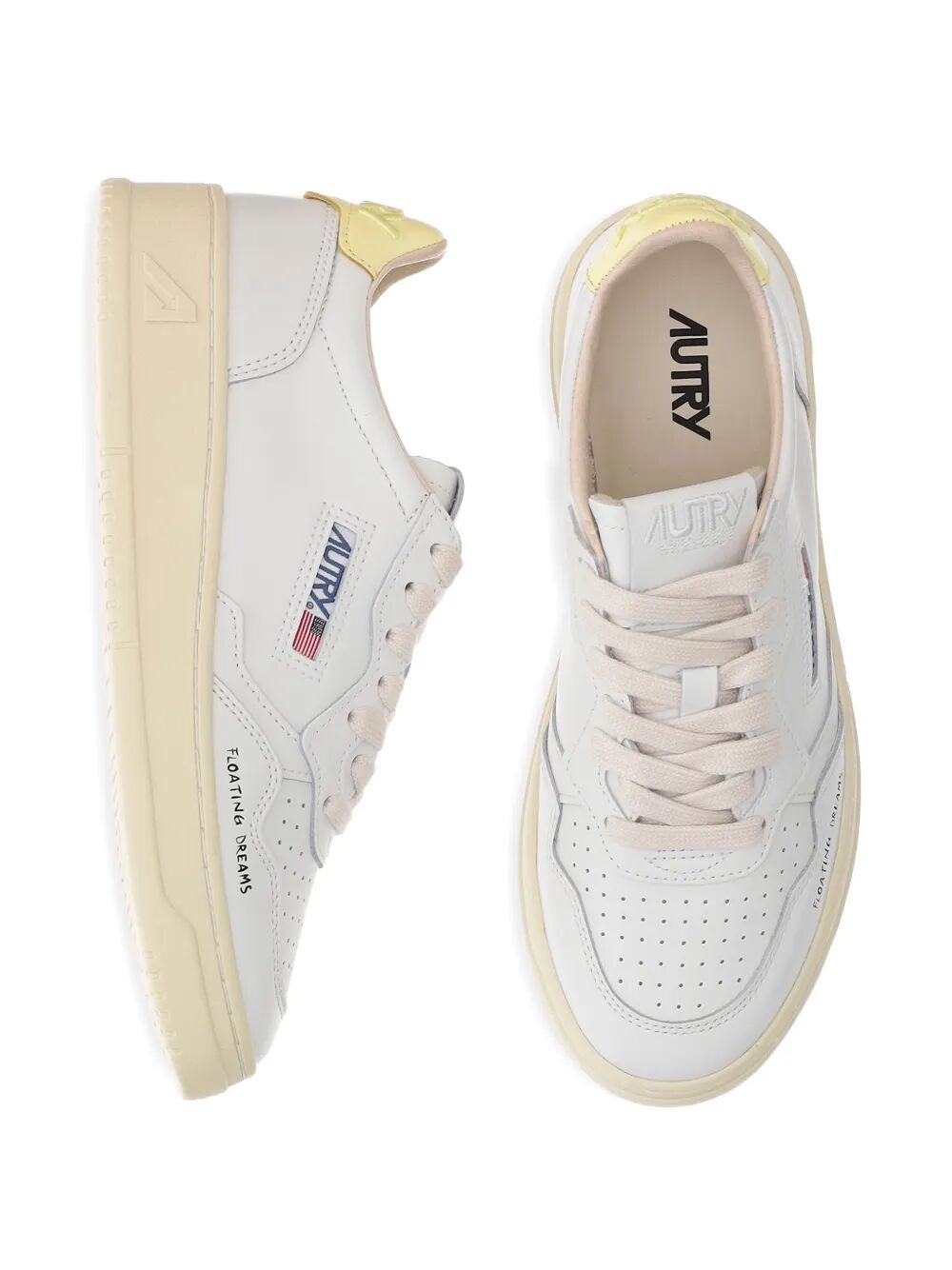 MEDALIST LOW SNEAKERS IN WHITE AND YELLOW LEATHER WITH HANDWRITING DETAILS AULWDL02WHTLEMOM (AUTRY / スニーカー ) | AUTRY (オートリー)(4)