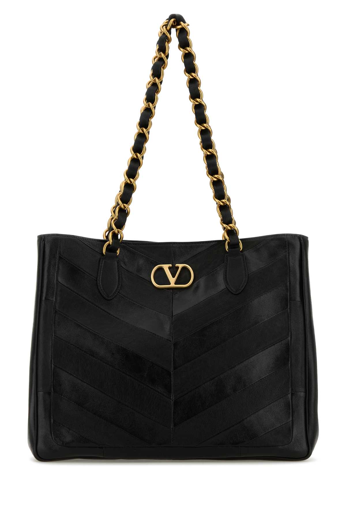 Black leather Laseine shopping bag 8W2B0T12PSN0NO (Valentino Garavani / トートバッグ ) | Valentino Garavani (ヴァレンティノ)