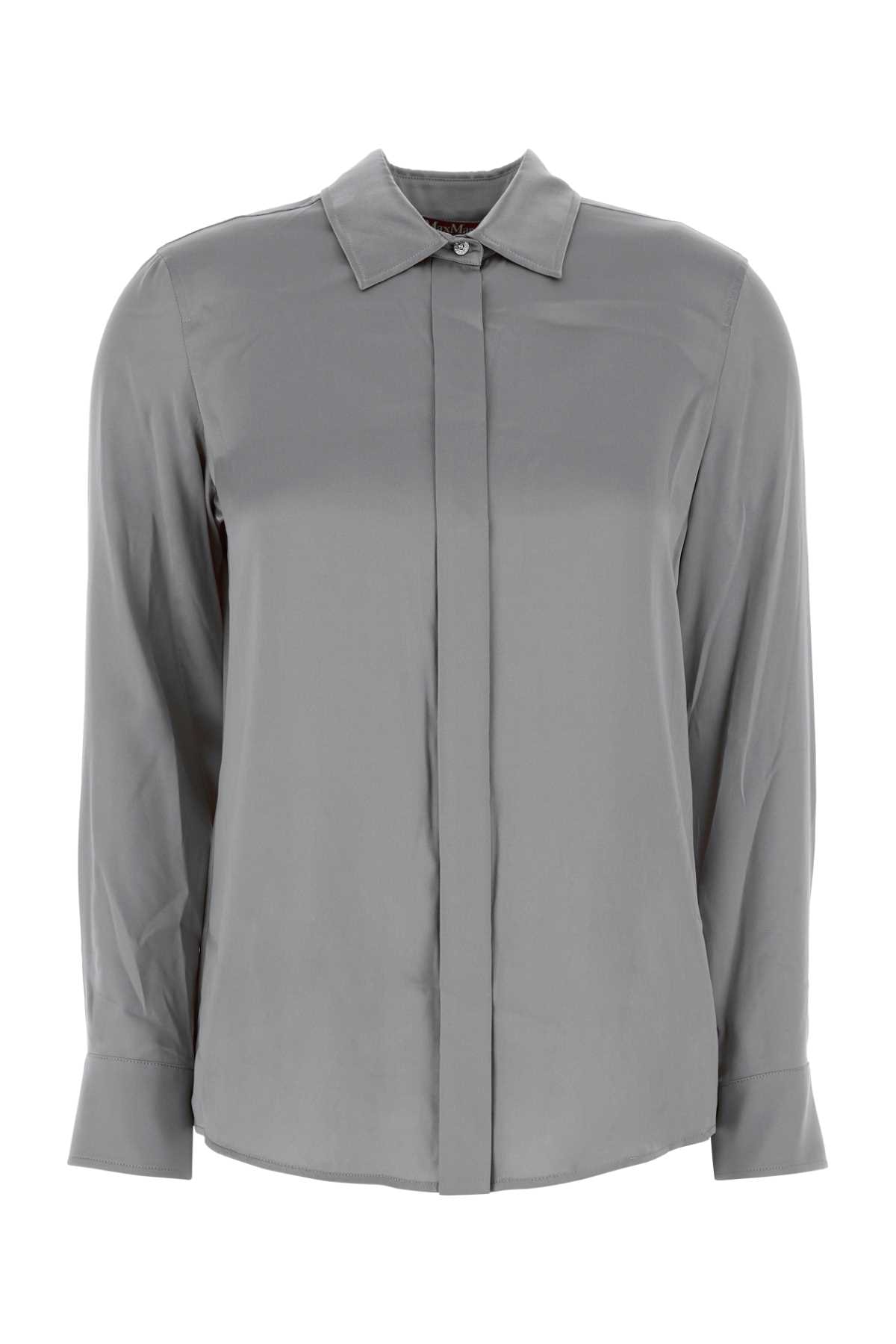 Powder blue stretch satin Baden shirt 2426116022600080 (Max Mara Studio / シャツ・ブラウス ) | Max Mara Studio (マックスマーラ ステュディオ)