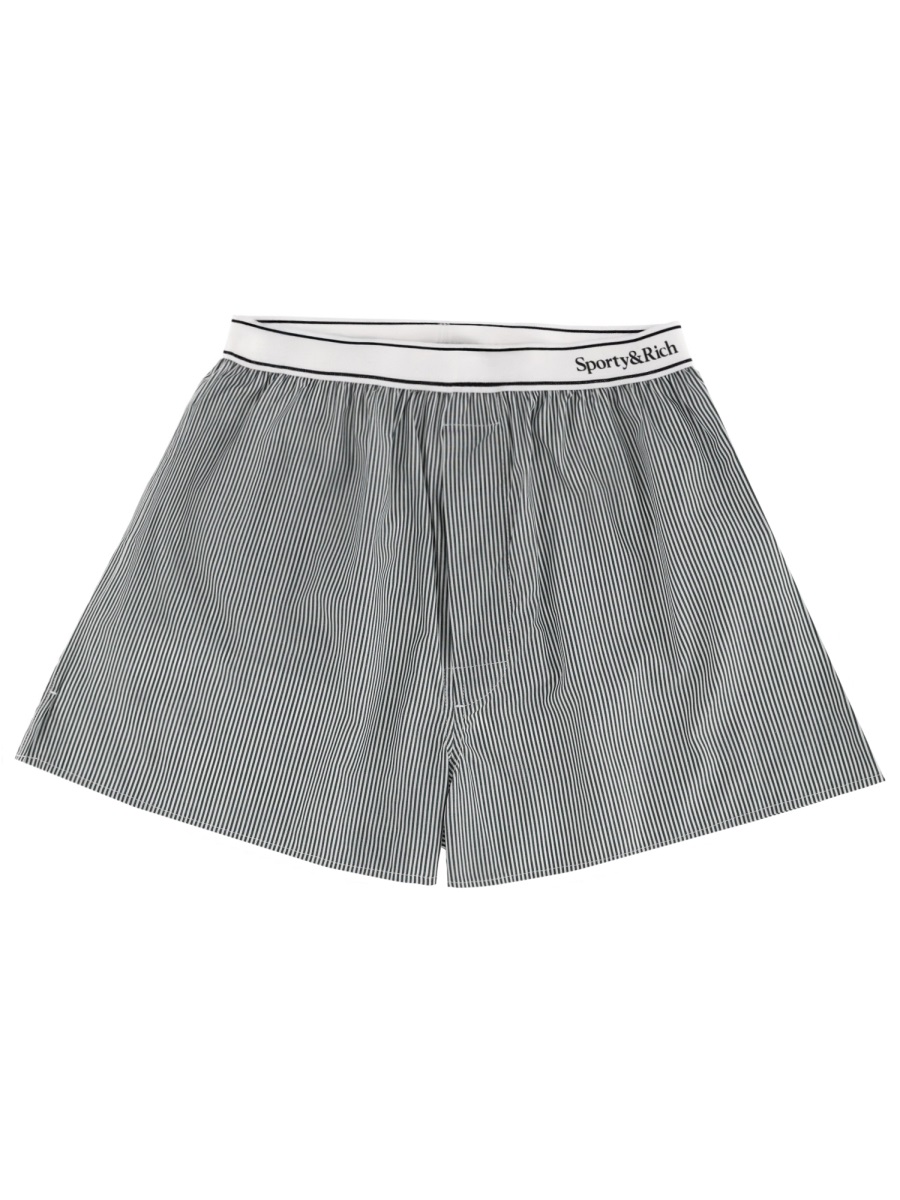 STRIPED LOGO SHORTS SH01561300ST71FORESTSTRIPED (Sporty & Rich / ショートパンツ ) | Sporty & Rich (スポーティアンドリッチ)