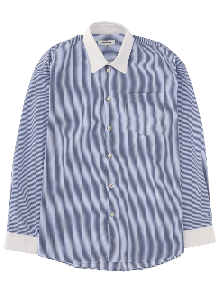 LOGO STRIPED SHIRT SI01961302ST09NAVYSTRIPE (Sporty & Rich / シャツ・ブラウス ) | Sporty & Rich (スポーティアンドリッチ)