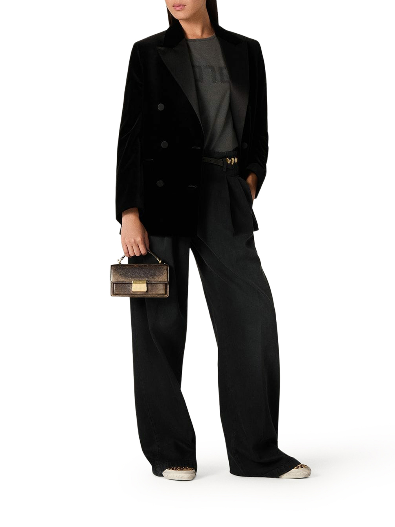 BLACK COTTON DENIM TROUSERS WITH LIVED-IN TREATMENT GWP01203P00234790100 (Golden Goose / ジーンズ ) | Golden Goose (ゴールデングース)(1)