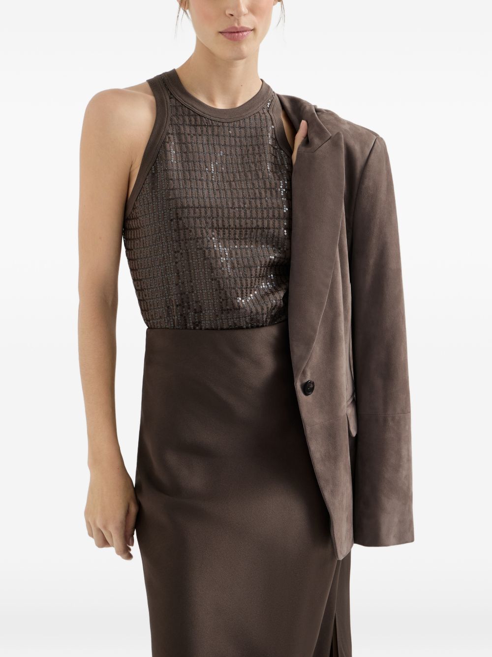 Brunello Cucinelli Top Brown M0T18HK500C8589 (Brunello Cucinelli / タンクトップ・キャミソール ) | Brunello Cucinelli (ブルネロ・クチネリ)(2)