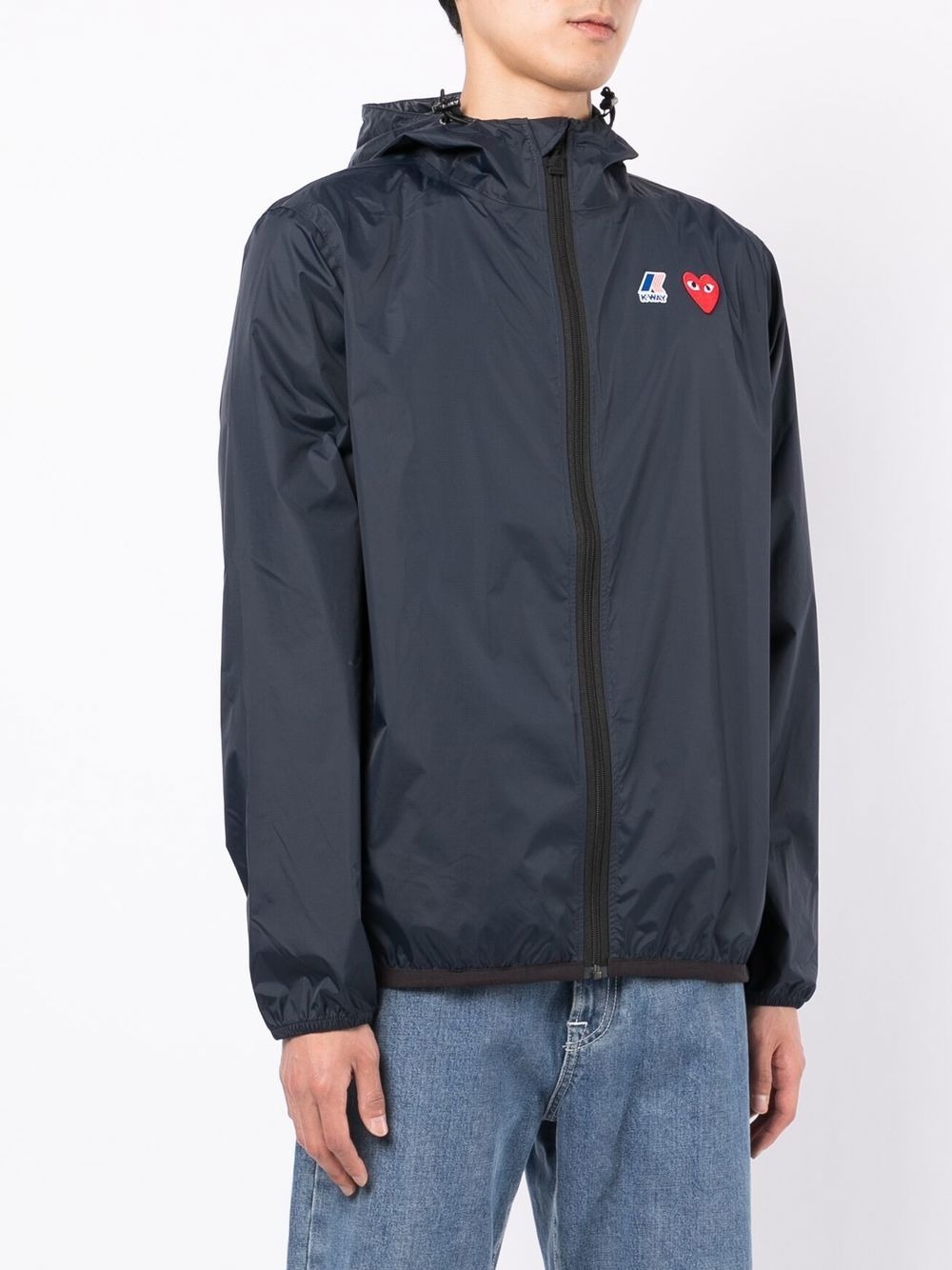 CDG PLAY X K-WAY ZIPPED HOODED UNISEX JACKET P1J501NAVY (PLAY Comme Des Garçons / カジュアルジャケット ) | PLAY Comme Des Garçons (プレイ コムデギャルソン)(1)