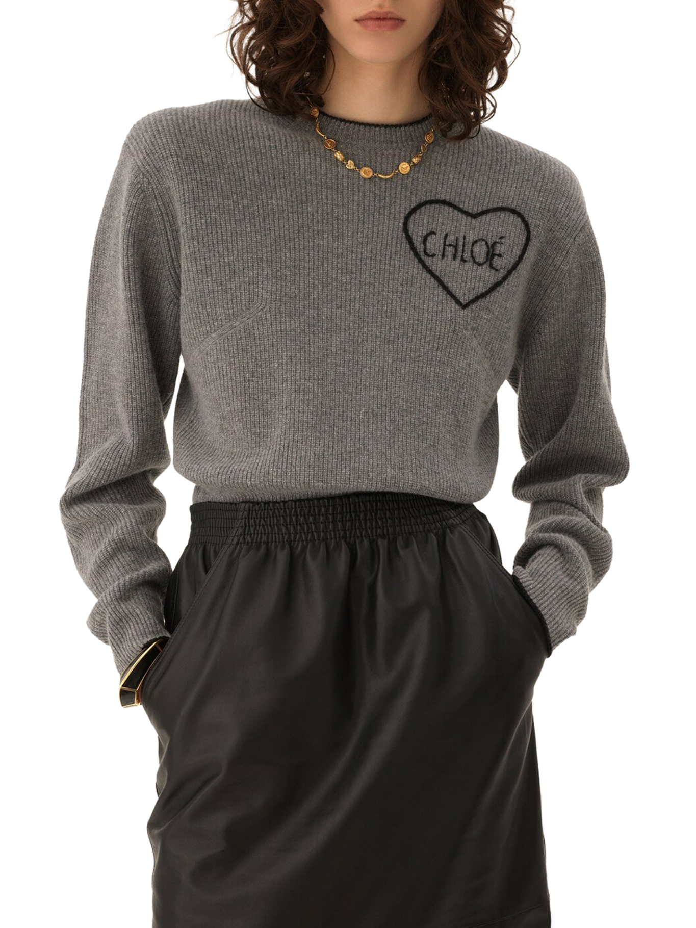 CROPPED WOOL KNIT SWEATER WITH LOGO CH26SMP39710012 (Chloé / ニット・セーター・カーディガン ) | Chloé (クロエ)(2)