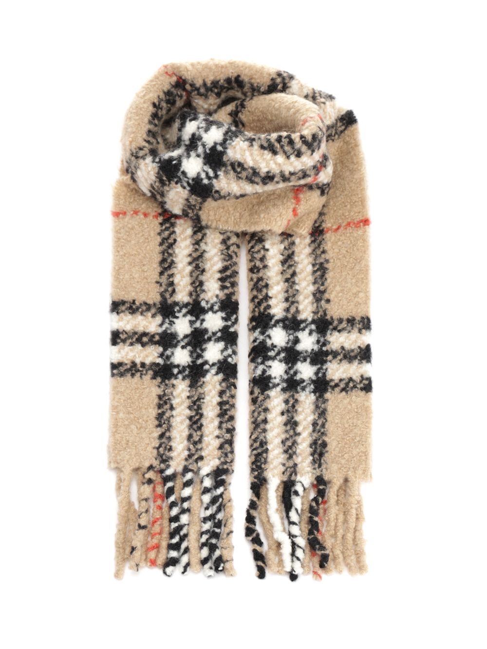 Check alpaca and wool blend bouclé scarf 8118013B9719 (Burberry / スカーフ・マフラー ) | Burberry (バーバリー)