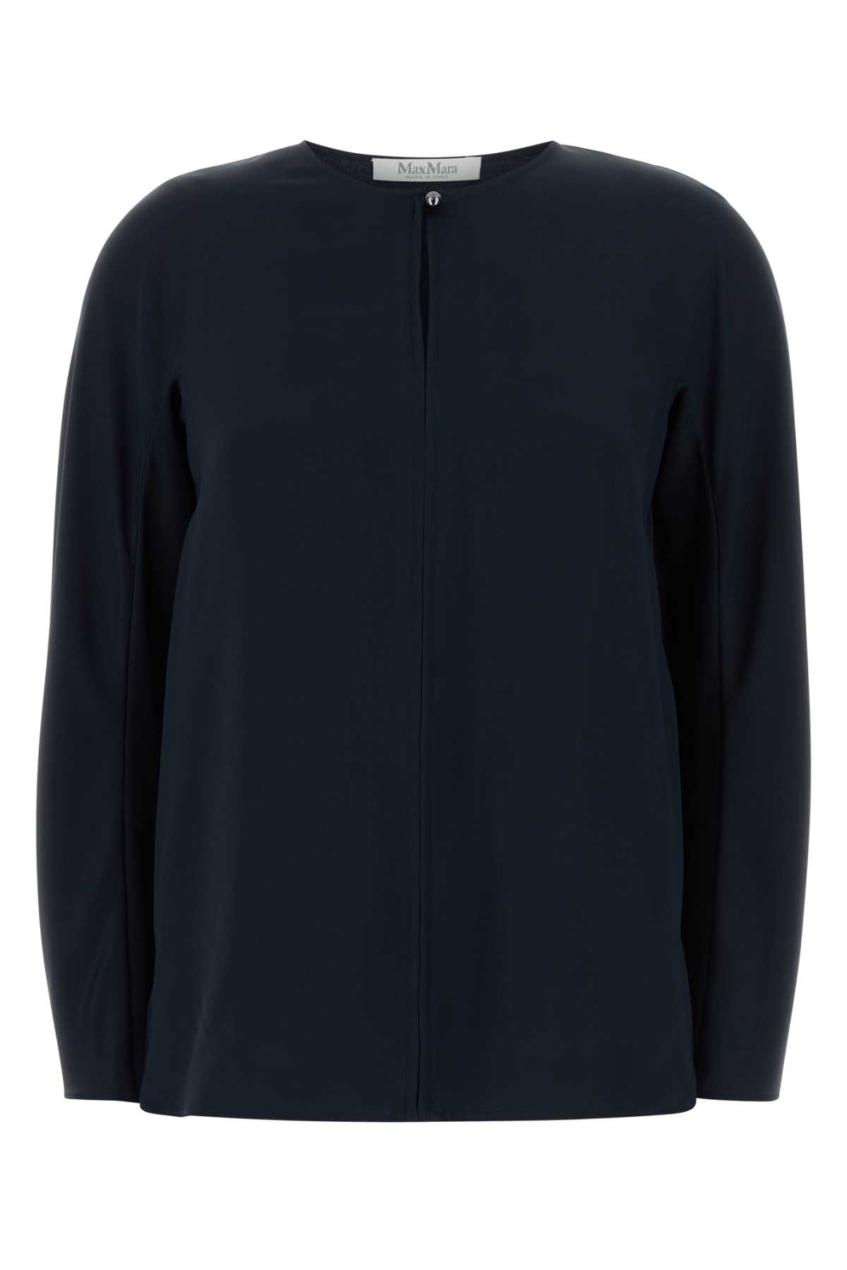 Midnight blue stretch silk Mitico blouse 2611191018600017 (Max Mara / シャツ・ブラウス ) | Max Mara (マックスマーラ)
