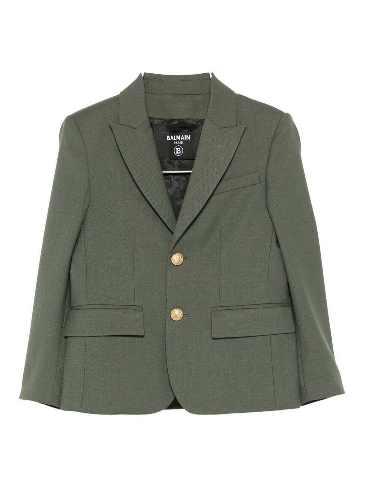Green Single-Breasted Blazer BX2P74I0196762OR (Balmain / ブレザー・ジャケット ) | Balmain (バルマン)