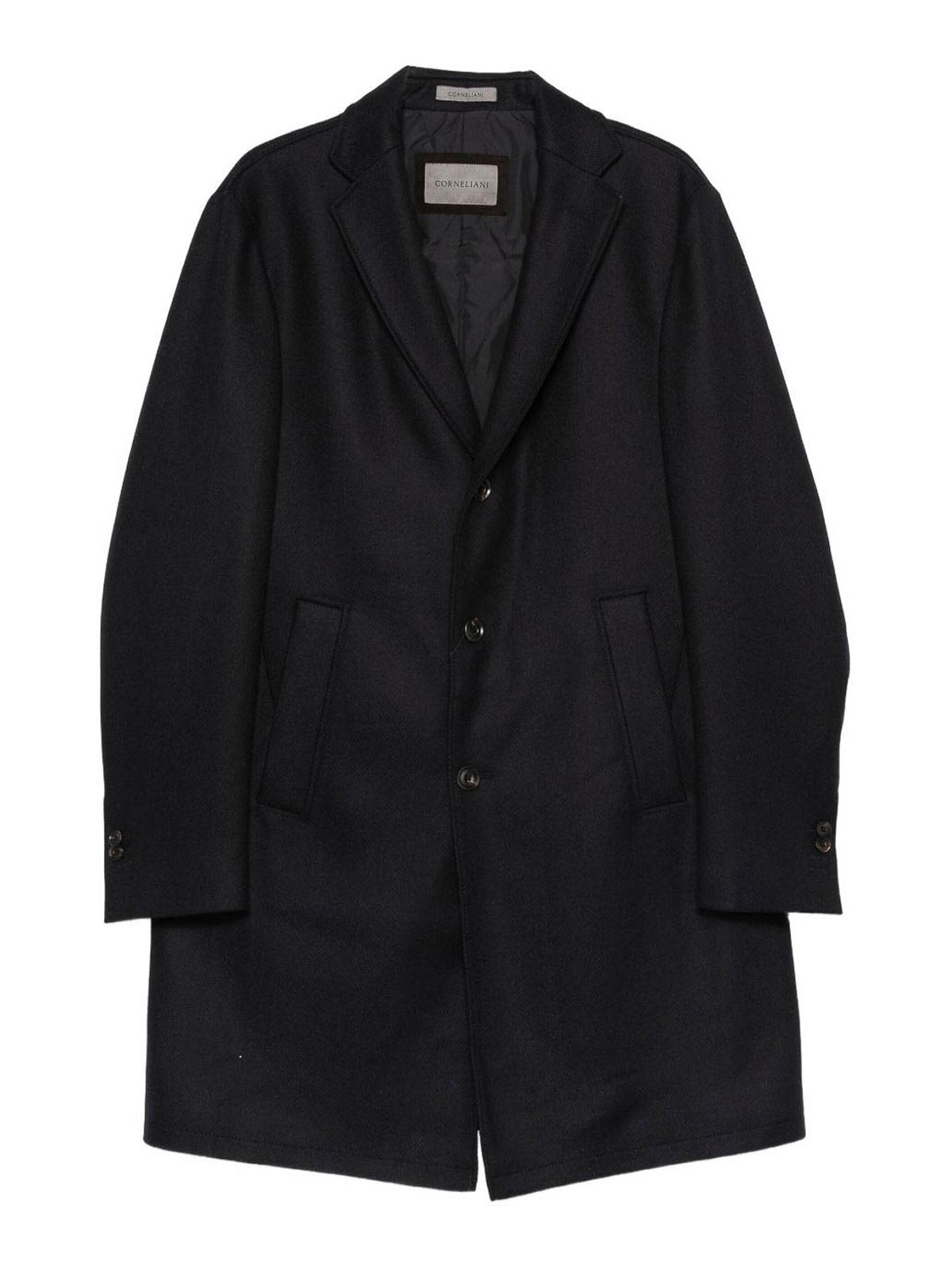 Navy Blue Single-Breasted Coat 26156226125E15 (CORNELIANI / コート ) | CORNELIANI (コルネリアーニ)