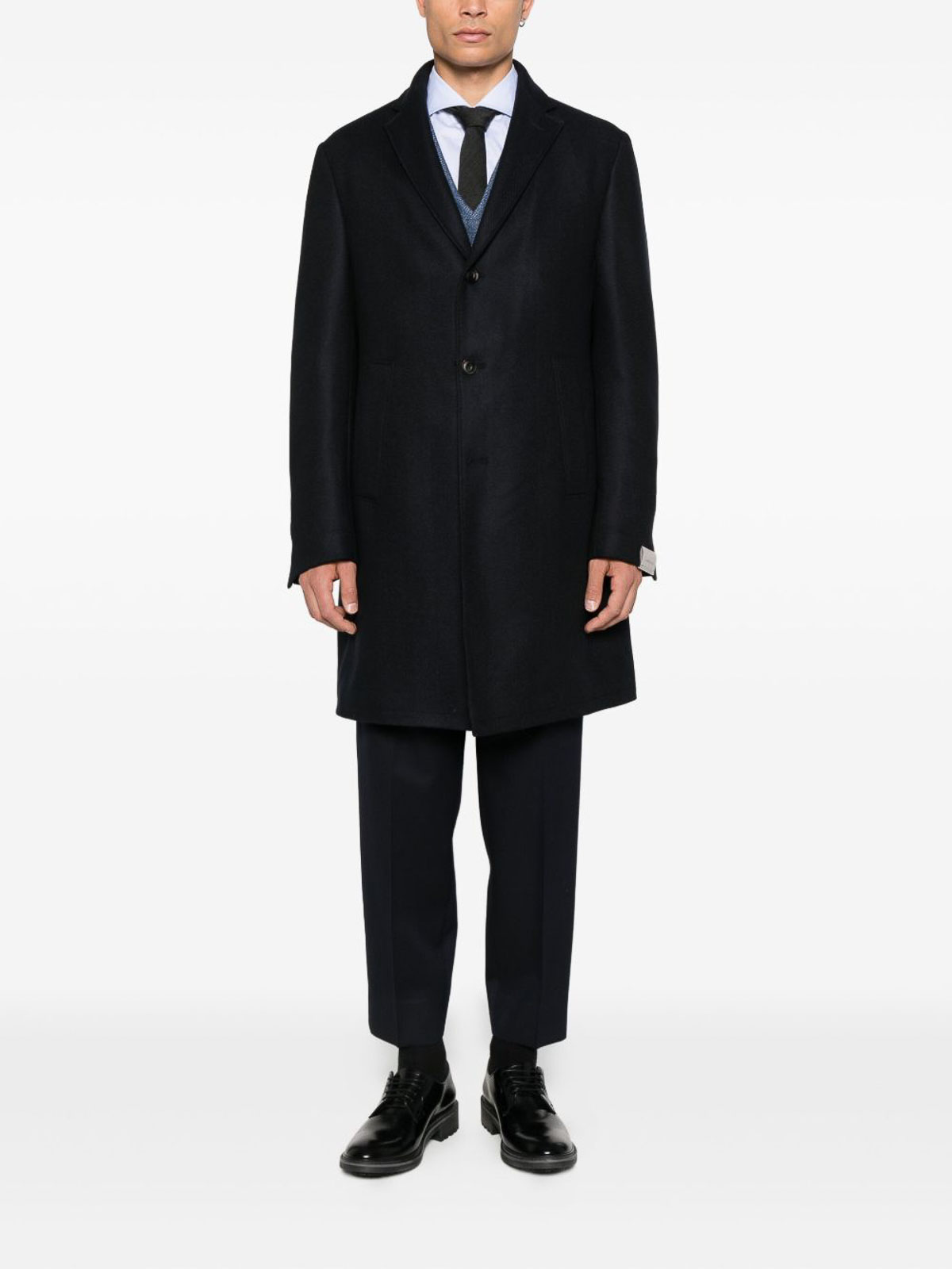 Navy Blue Single-Breasted Coat 26156226125E15 (CORNELIANI / コート ) | CORNELIANI (コルネリアーニ)(1)