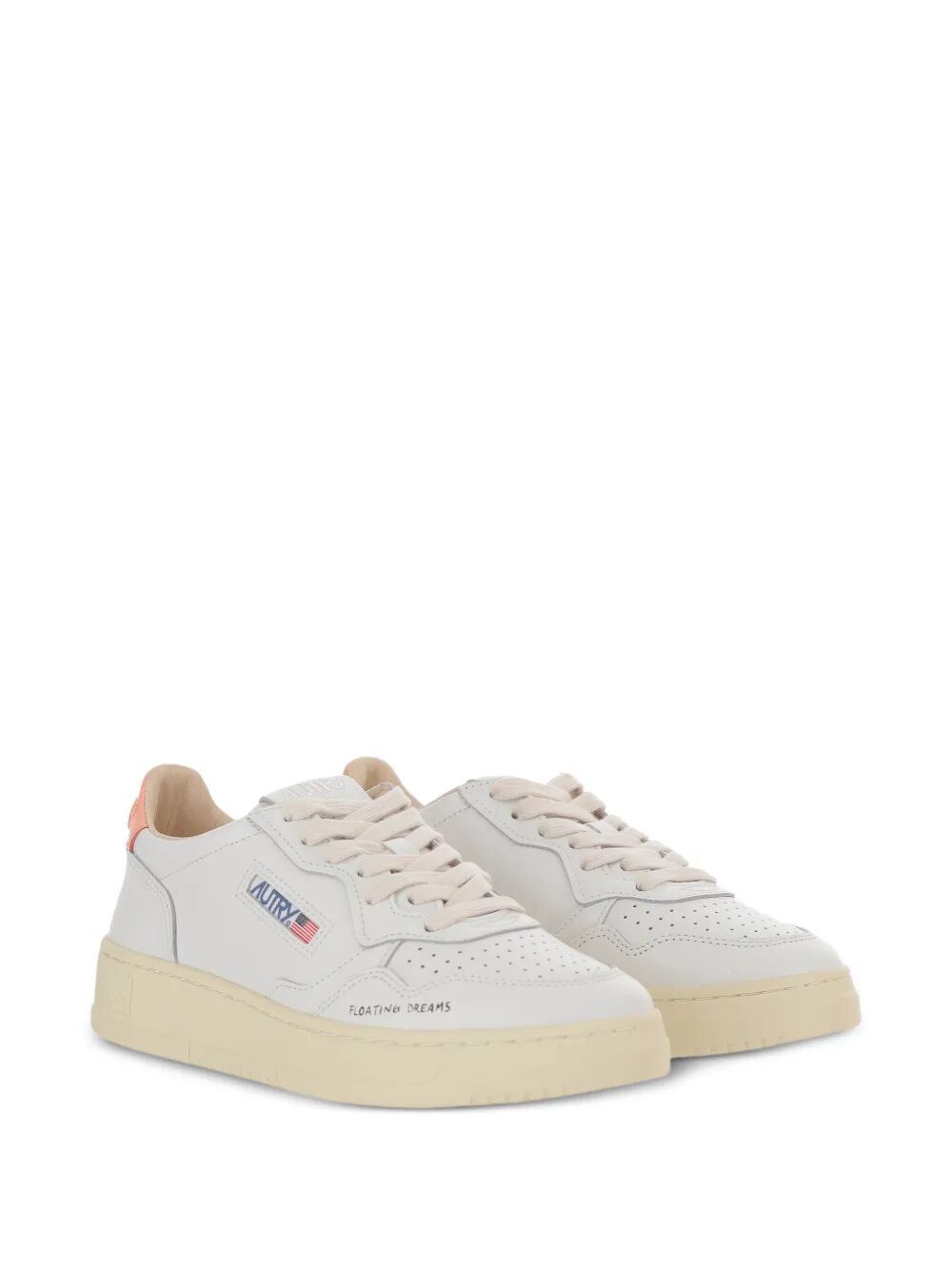 MEDALIST LOW SNEAKERS IN WHITE AND PEACH LEATHER WITH HANDWRITING DETAILS AULWDL03WHTPEACHP (AUTRY / スニーカー ) | AUTRY (オートリー)(1)