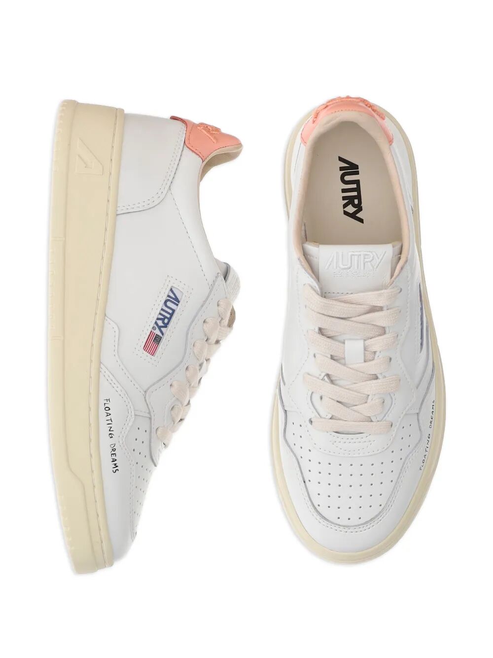 MEDALIST LOW SNEAKERS IN WHITE AND PEACH LEATHER WITH HANDWRITING DETAILS AULWDL03WHTPEACHP (AUTRY / スニーカー ) | AUTRY (オートリー)(3)