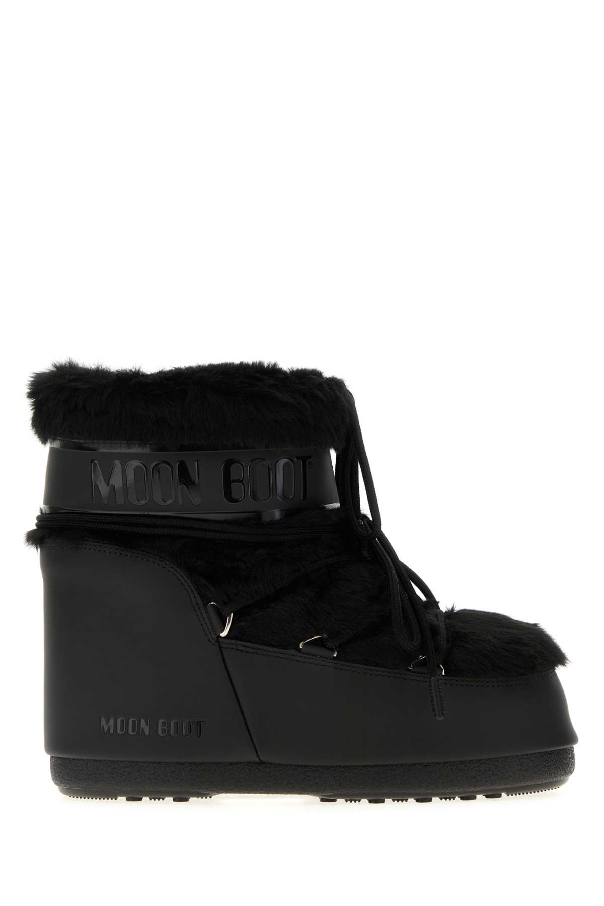 Black eco fur and synthetic leather Icon Low ankle boots 1409390N001 (MOON BOOT / ブーツ ) | MOON BOOT (ムーンブーツ)