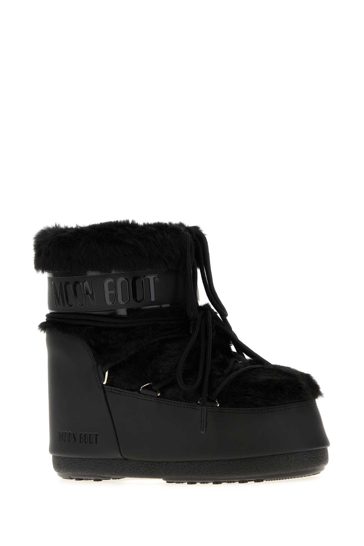 Black eco fur and synthetic leather Icon Low ankle boots 1409390N001 (MOON BOOT / ブーツ ) | MOON BOOT (ムーンブーツ)(1)
