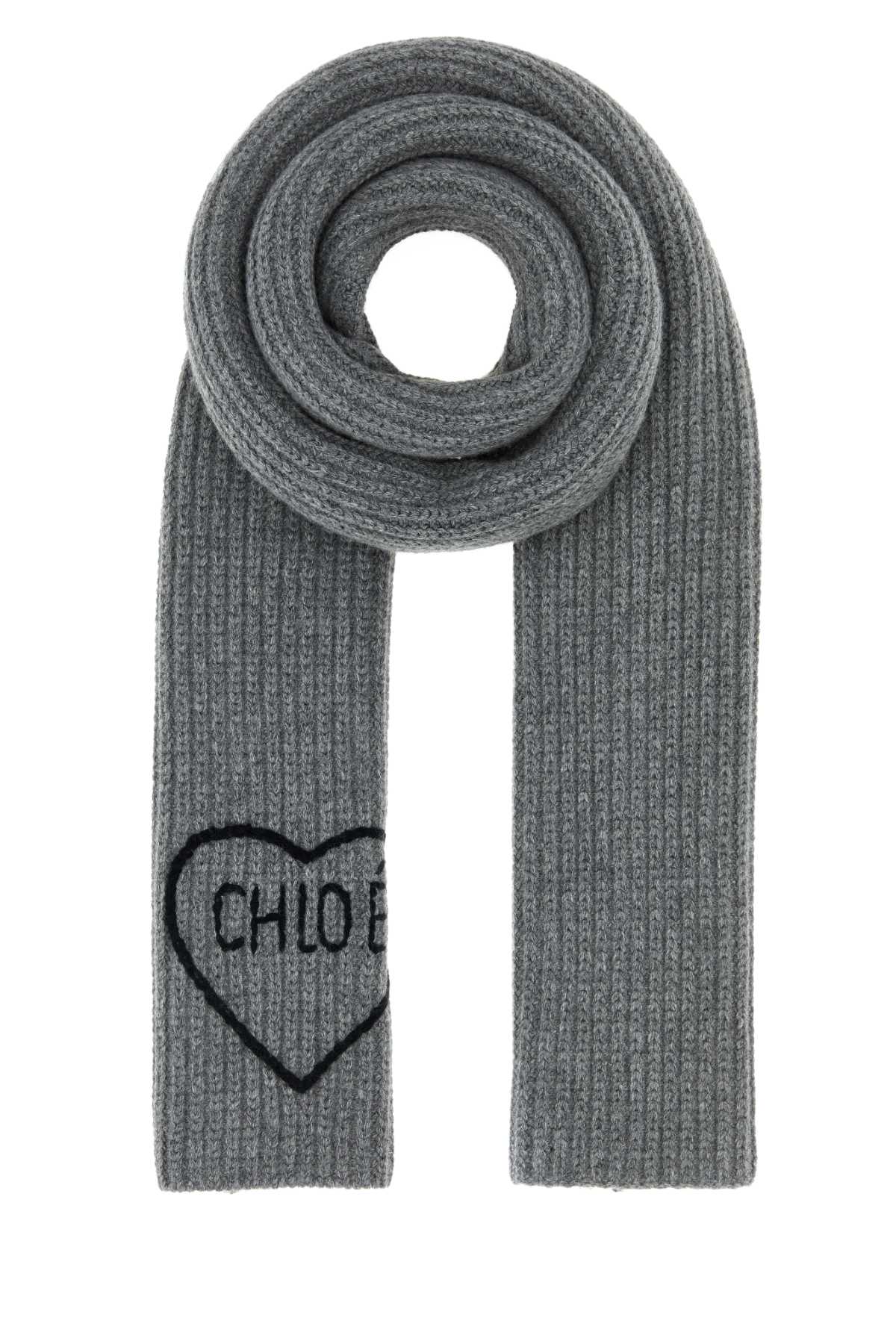 Grey wool Chloé Encoeur scarf CH26SKS05WCS012 (Chloé / スカーフ・マフラー ) | Chloé (クロエ)