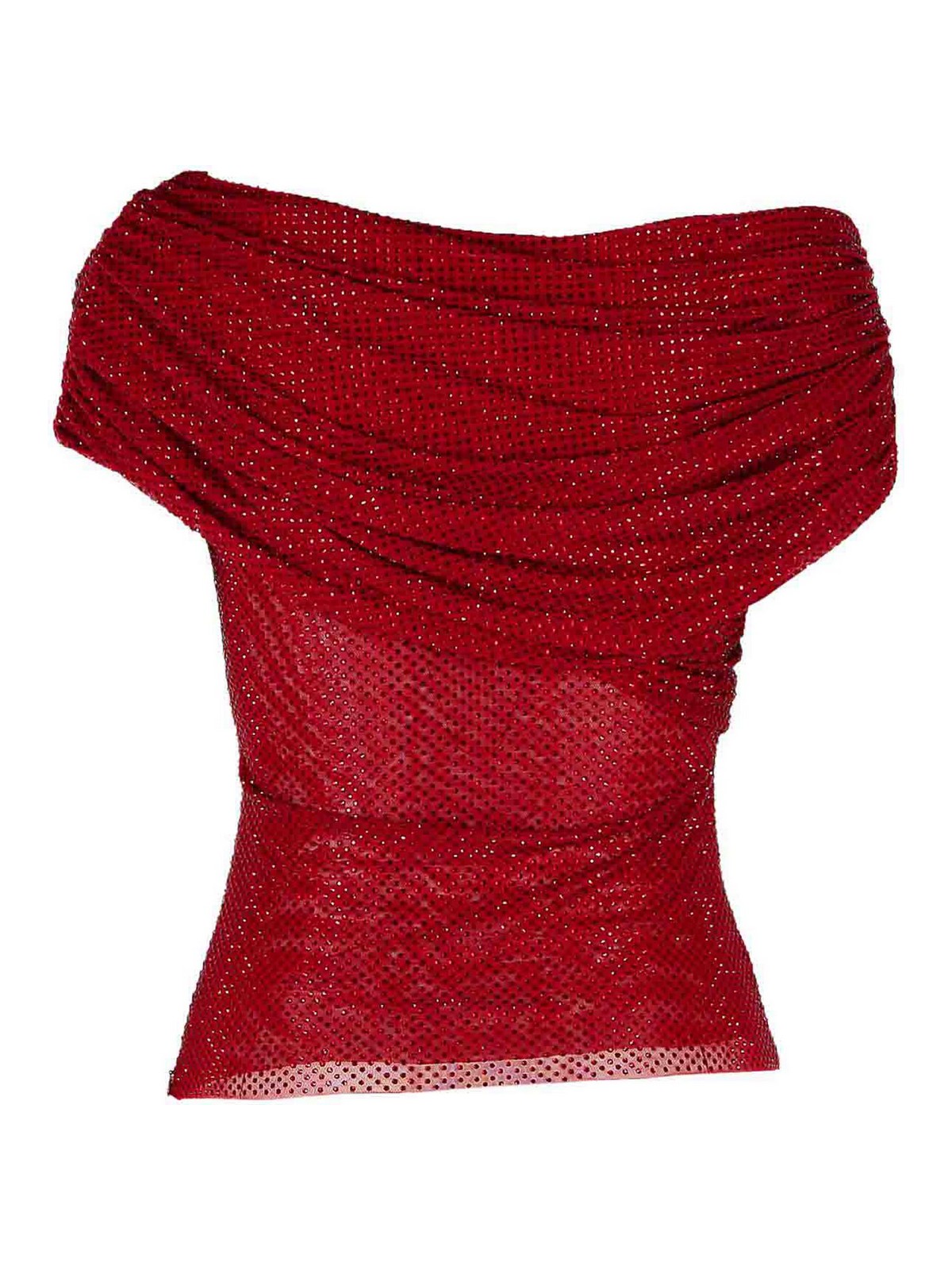 Burgundy Polyester Top RS26002TABU (self-portrait / シャツ・ブラウス ) | self-portrait (セルフ・ポートレイト)(1)