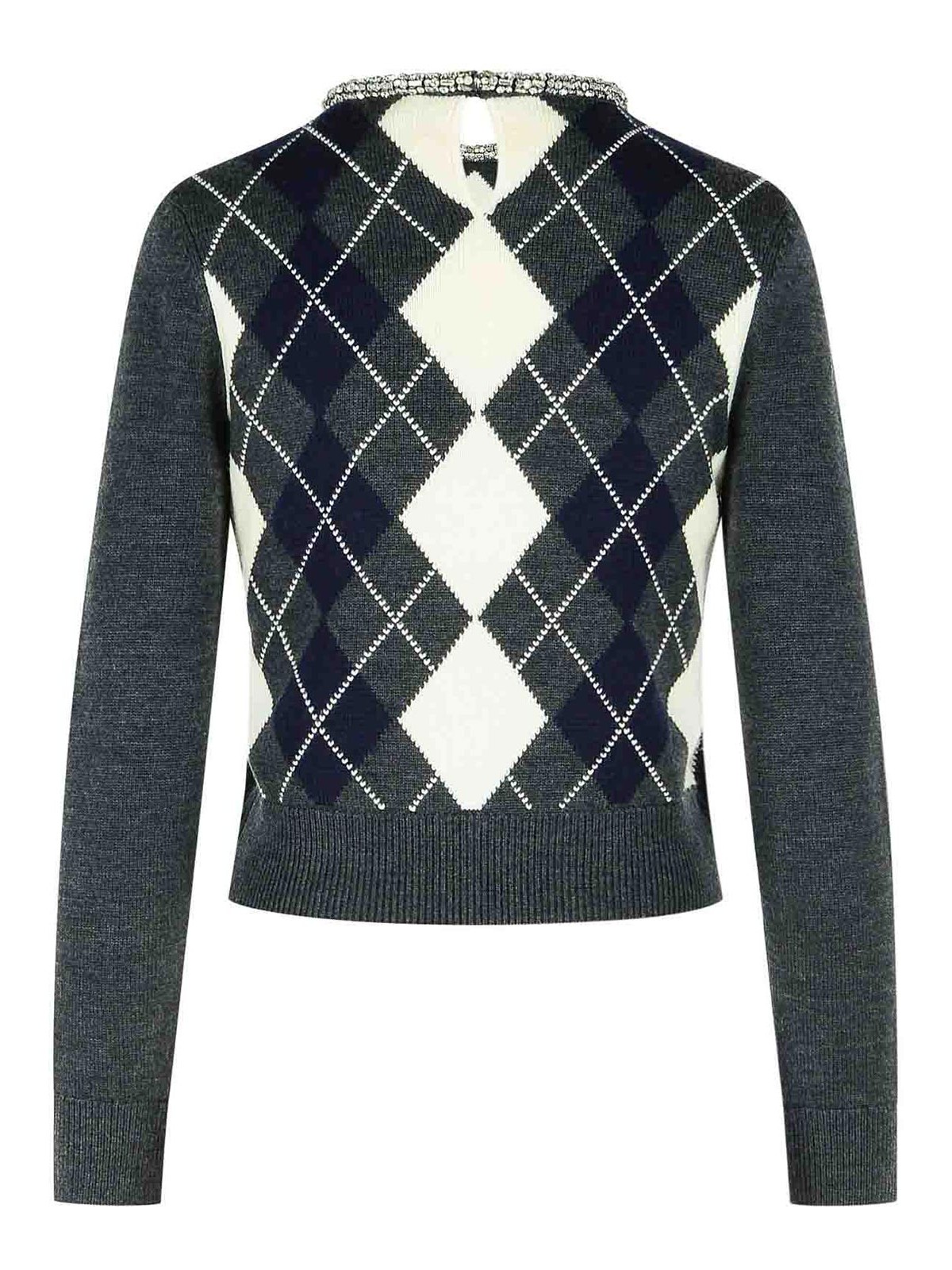 Argyle Crystal Grey Wool Sweater RS26185TAGREY (self-portrait / ニット・セーター・カーディガン ) | self-portrait (セルフ・ポートレイト)(1)