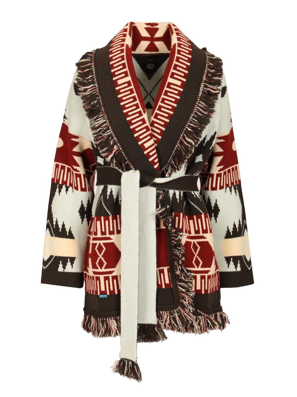 ICON JACQUARD CARDIGAN CYAN CELESTE DARK LWHB064R26KNI027416E (ALANUI / ニット・セーター・カーディガン ) | ALANUI (アラヌイ)