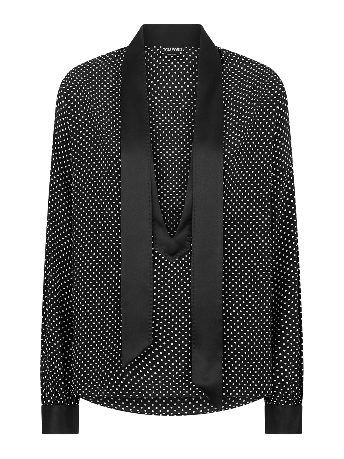 POLKA-DOT SILK CREPE BLOUSE WITH TUXEDO DETAILS CA3333FAP250NWG (TOM FORD / シャツ・ブラウス ) | TOM FORD (トムフォード)