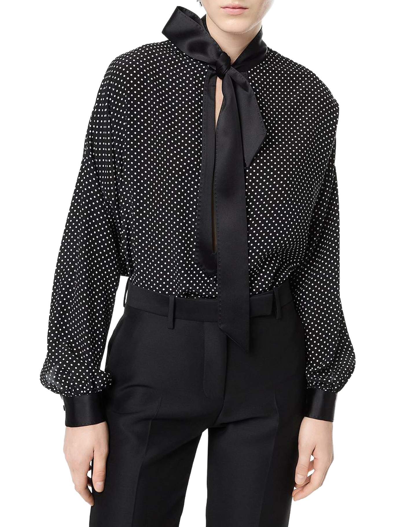 POLKA-DOT SILK CREPE BLOUSE WITH TUXEDO DETAILS CA3333FAP250NWG (TOM FORD / シャツ・ブラウス ) | TOM FORD (トムフォード)(1)