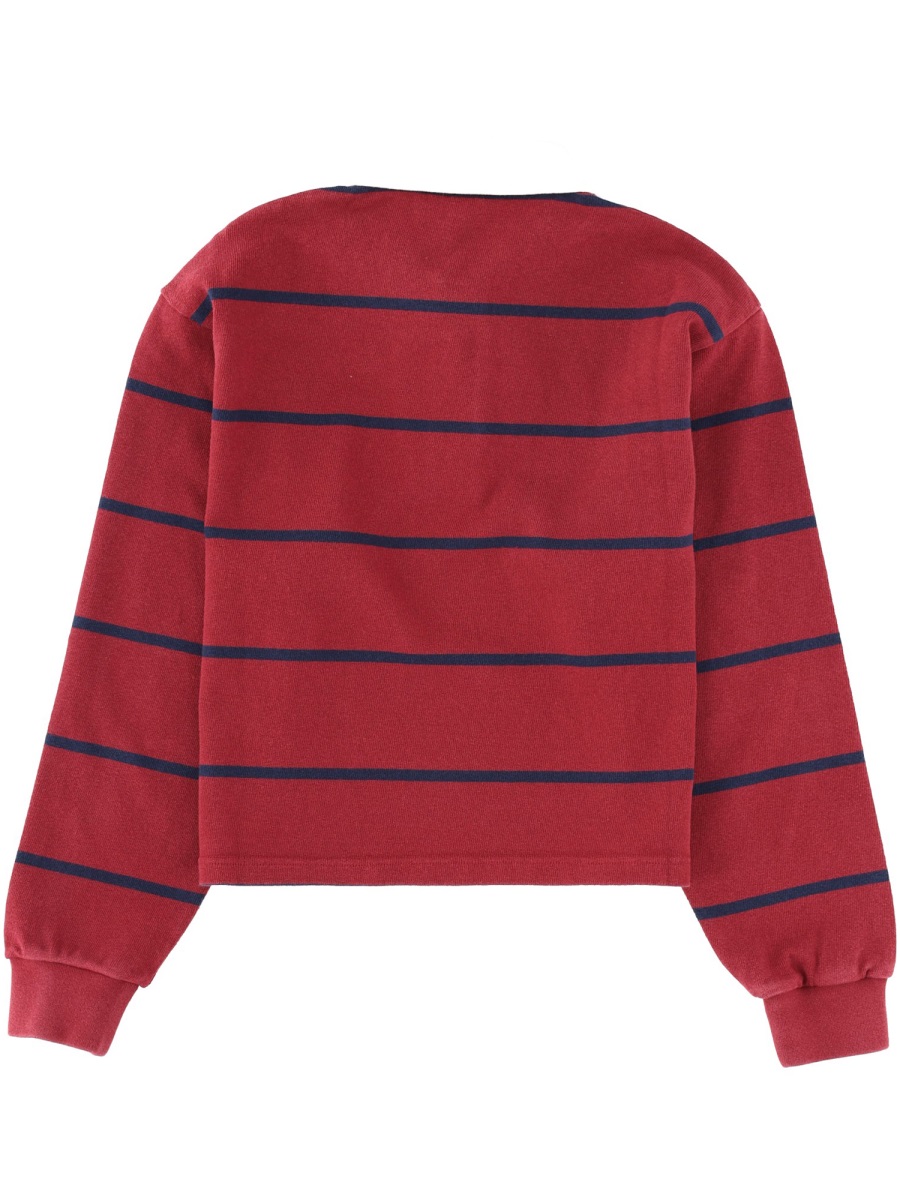 STRIPED POLO SHIRT WITH LOGO ST00862300RE40MERLOTWHITEDARKNAVY (Sporty & Rich / ポロシャツ ) | Sporty & Rich (スポーティアンドリッチ)(1)