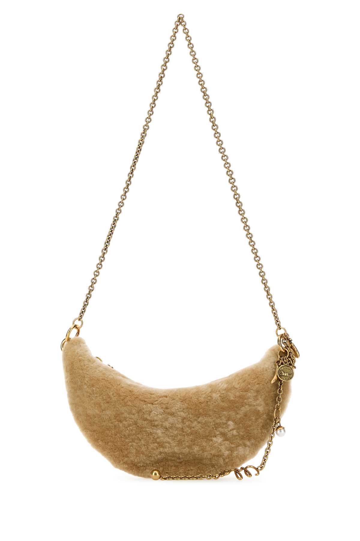 Beige shearling mini Halfmoon shoulder bag CHC25WP124Q5824M (Chloé / ハンドバッグ・ショルダーバッグ ) | Chloé (クロエ)