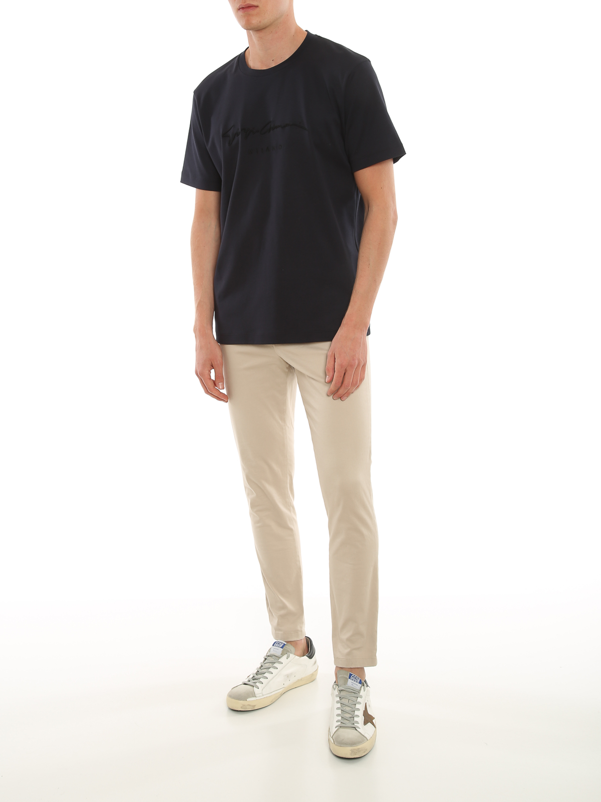 Logo embroidery cotton T-shirt 6GSM90SJRQZUBSG (GIORGIO ARMANI / Tシャツ・カットソー ) | GIORGIO ARMANI (ジョルジオ アルマーニ)(1)