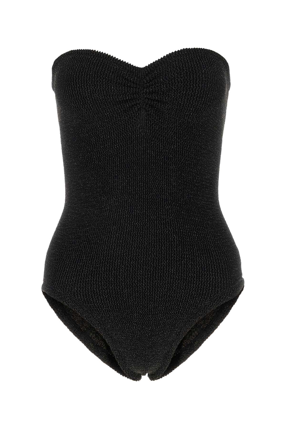 Black stretch nylon Brooke swimsuit BROOKESWIMBLACKGOLD (Hunza G / スイムウェア ) | Hunza G (フンザ ジー)