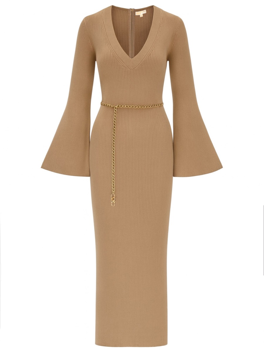 WOOL MIDI DRESS MF5835G4VR211DARKCAMEL (MICHAEL MICHAEL KORS / ワンピース・ドレス・オールインワン ) | MICHAEL MICHAEL KORS (マイケル・マイケル・コース)