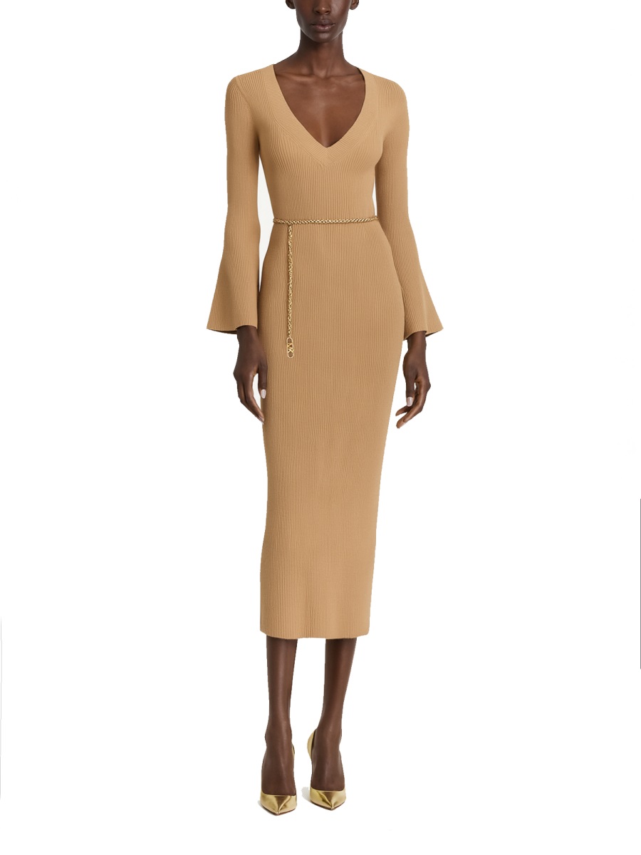 WOOL MIDI DRESS MF5835G4VR211DARKCAMEL (MICHAEL MICHAEL KORS / ワンピース・ドレス・オールインワン ) | MICHAEL MICHAEL KORS (マイケル・マイケル・コース)(1)