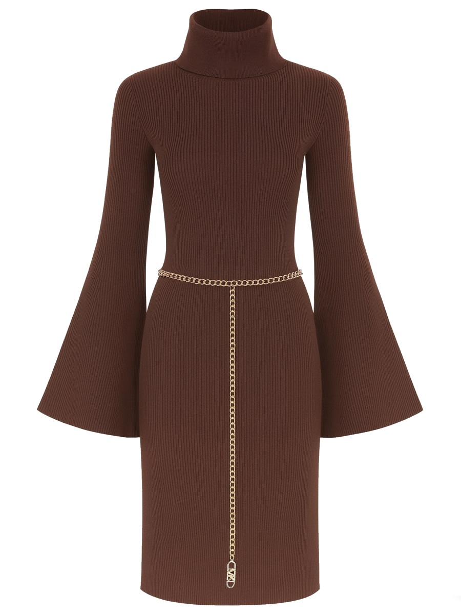 KNITTED MINI DRESS MF583C633D201CHOCOLATE (MICHAEL MICHAEL KORS / ワンピース・ドレス・オールインワン ) | MICHAEL MICHAEL KORS (マイケル・マイケル・コース)