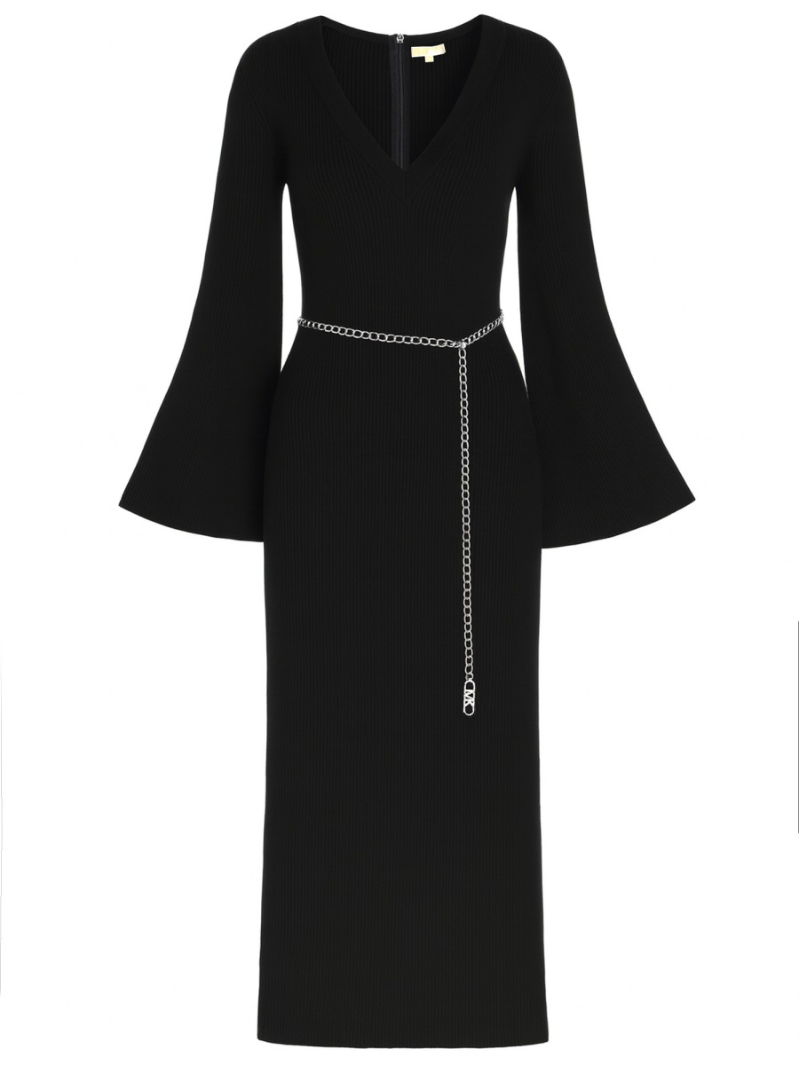 WOOL MIDI DRESS MF5835G4VR001BLACK (MICHAEL MICHAEL KORS / ワンピース・ドレス・オールインワン ) | MICHAEL MICHAEL KORS (マイケル・マイケル・コース)