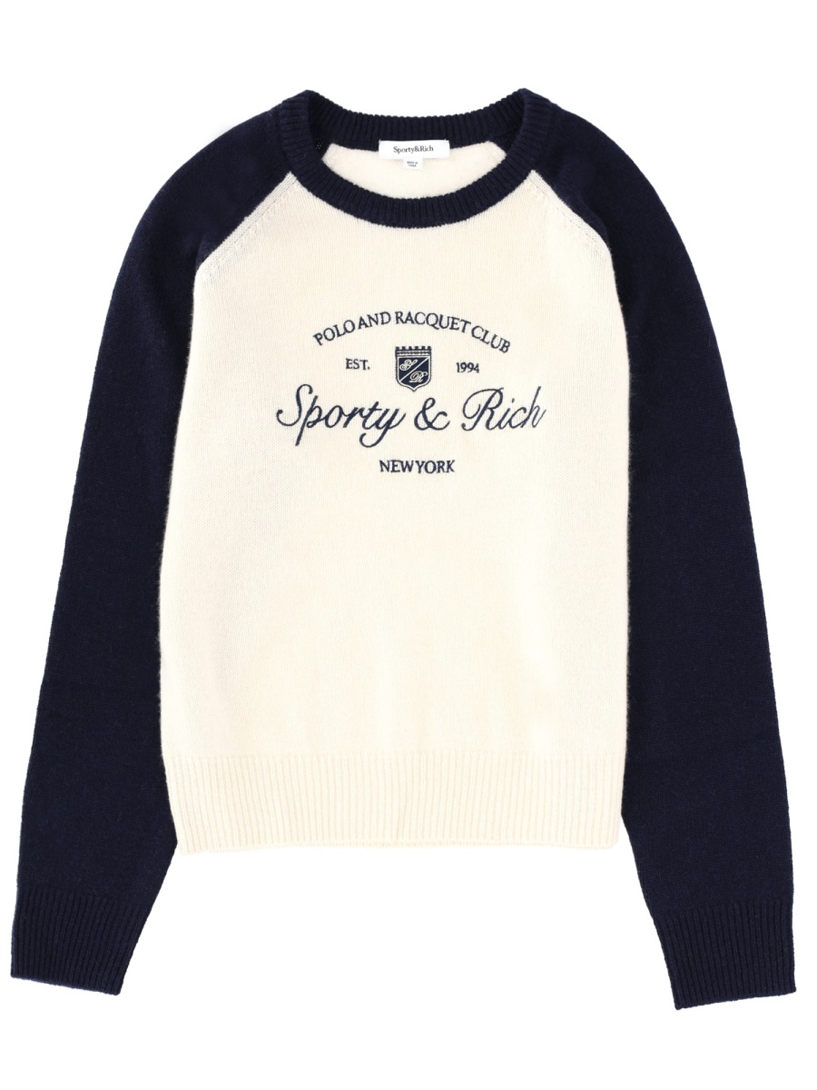 JERSEY WITH LOGO WS07561412WH63ECRUDARKNAVY (Sporty & Rich / ニット・セーター・カーディガン ) | Sporty & Rich (スポーティアンドリッチ)