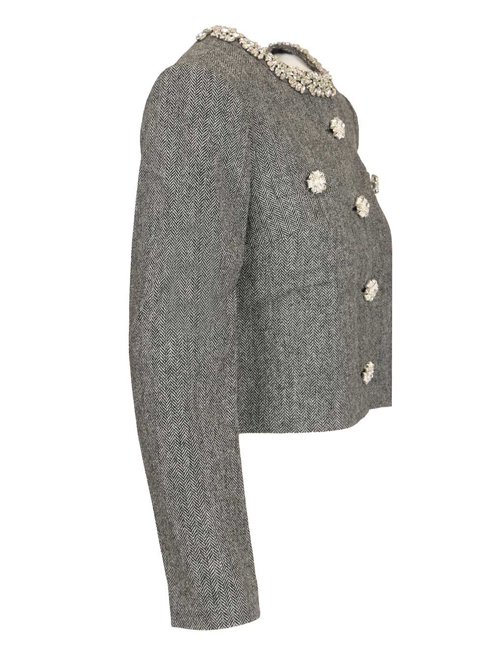 GREY HERRINGBONE CRYSTAL TRIM JACKET RS26038JAGRGREY (self-portrait / ブレザー・ジャケット ) | self-portrait (セルフ・ポートレイト)(2)