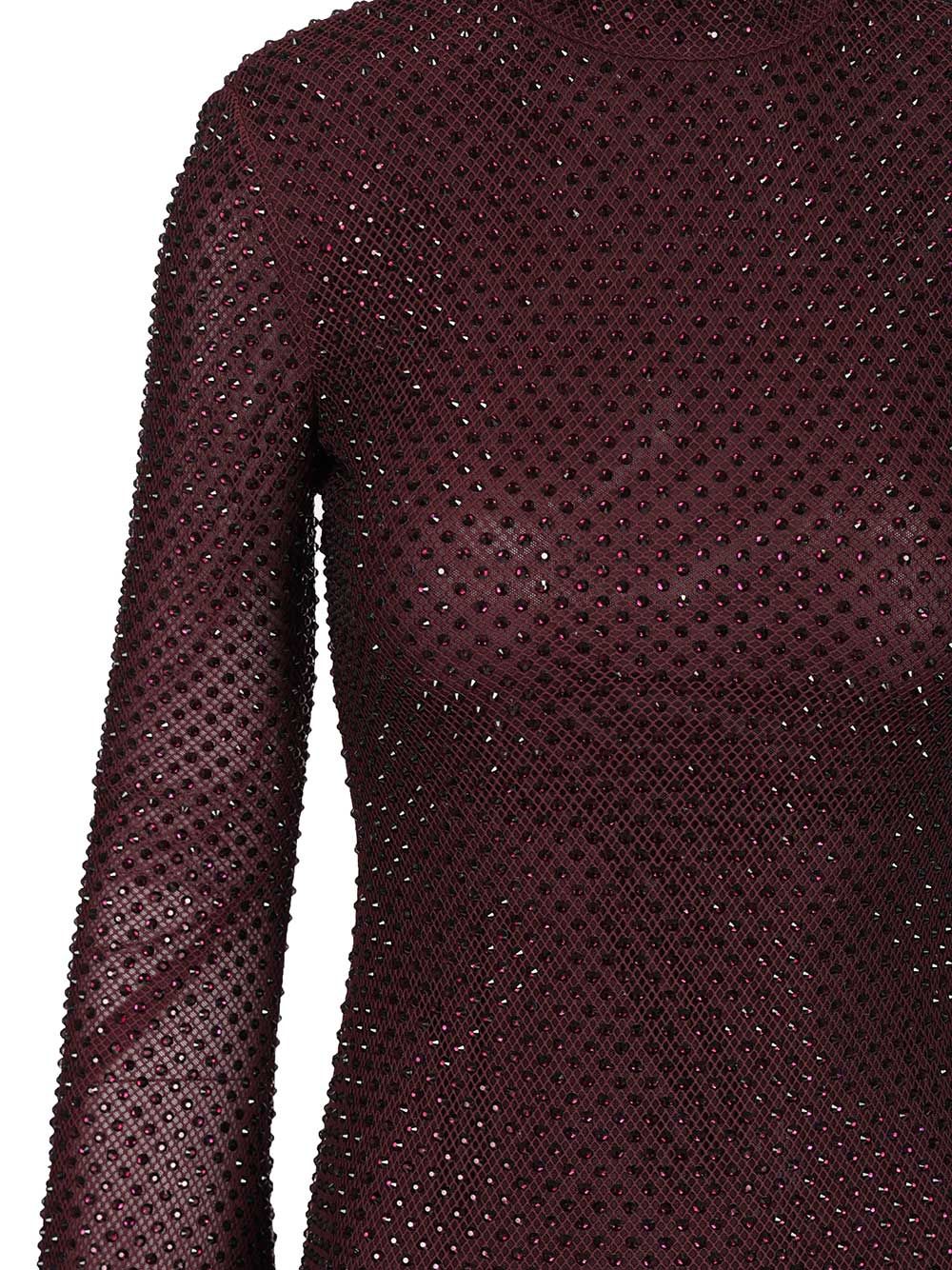 BURGUNDY RHINESTONE FISHNET MIDI DRESS SC25031MBUBURGUNDY (self-portrait / ワンピース・ドレス・オールインワン ) | self-portrait (セルフ・ポートレイト)(3)