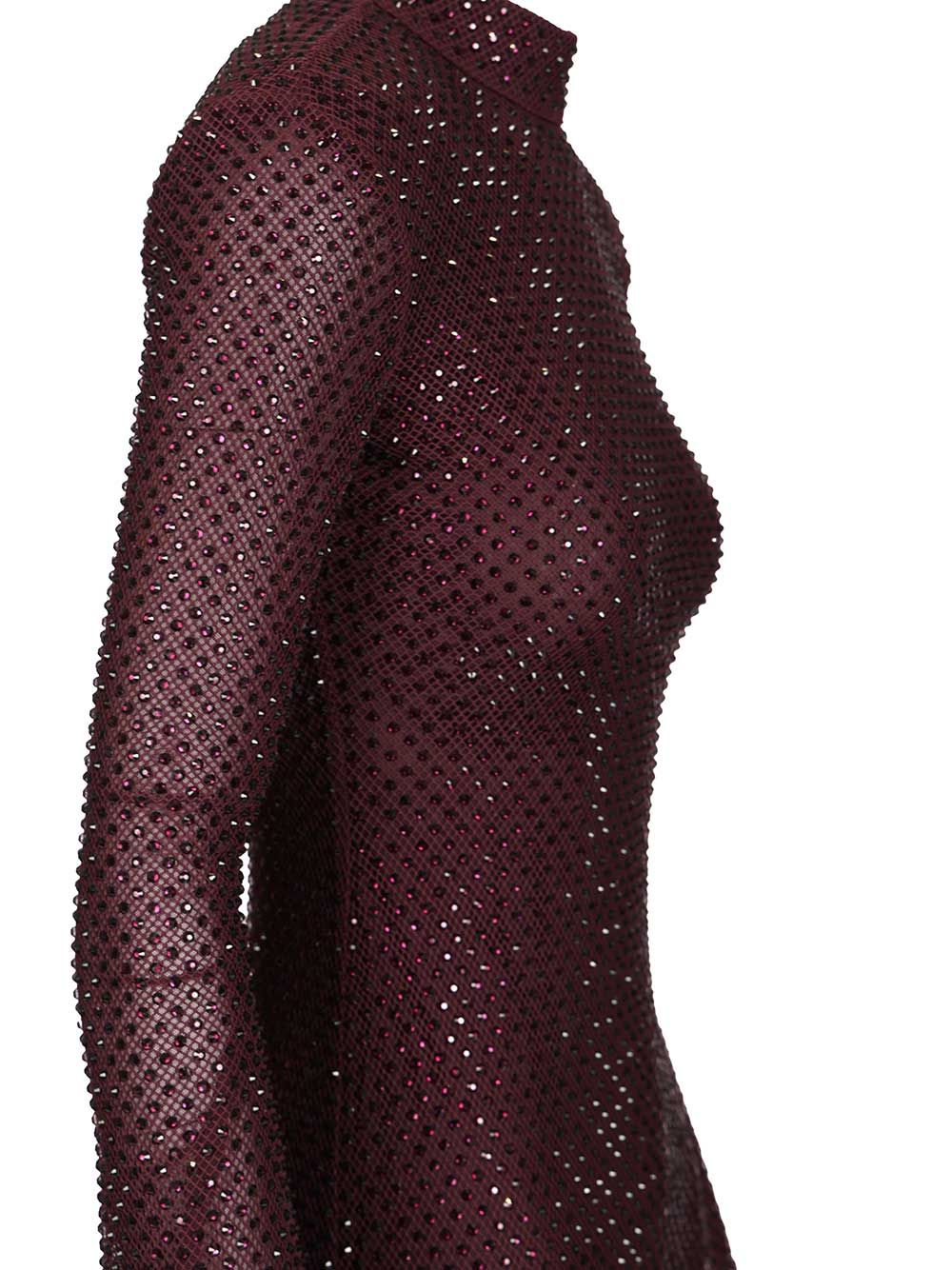 BURGUNDY RHINESTONE FISHNET MIDI DRESS SC25031MBUBURGUNDY (self-portrait / ワンピース・ドレス・オールインワン ) | self-portrait (セルフ・ポートレイト)(4)