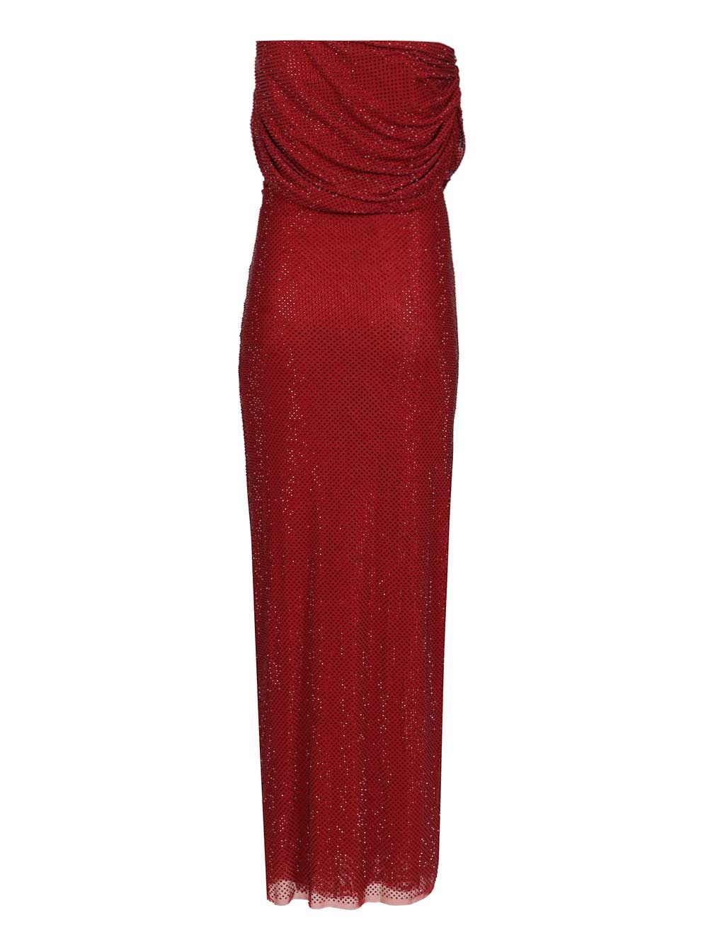 BURGUNDY RHINESTONE DRAPE MIDI DRESS RS26002MBUBURGUNDY (self-portrait / ワンピース・ドレス・オールインワン ) | self-portrait (セルフ・ポートレイト)(1)