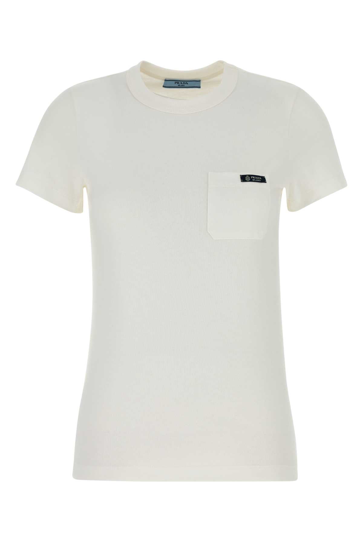 White cotton t-shirt 3573BSOOO18ZEF0009 (Prada / Tシャツ・カットソー ) | Prada (プラダ)