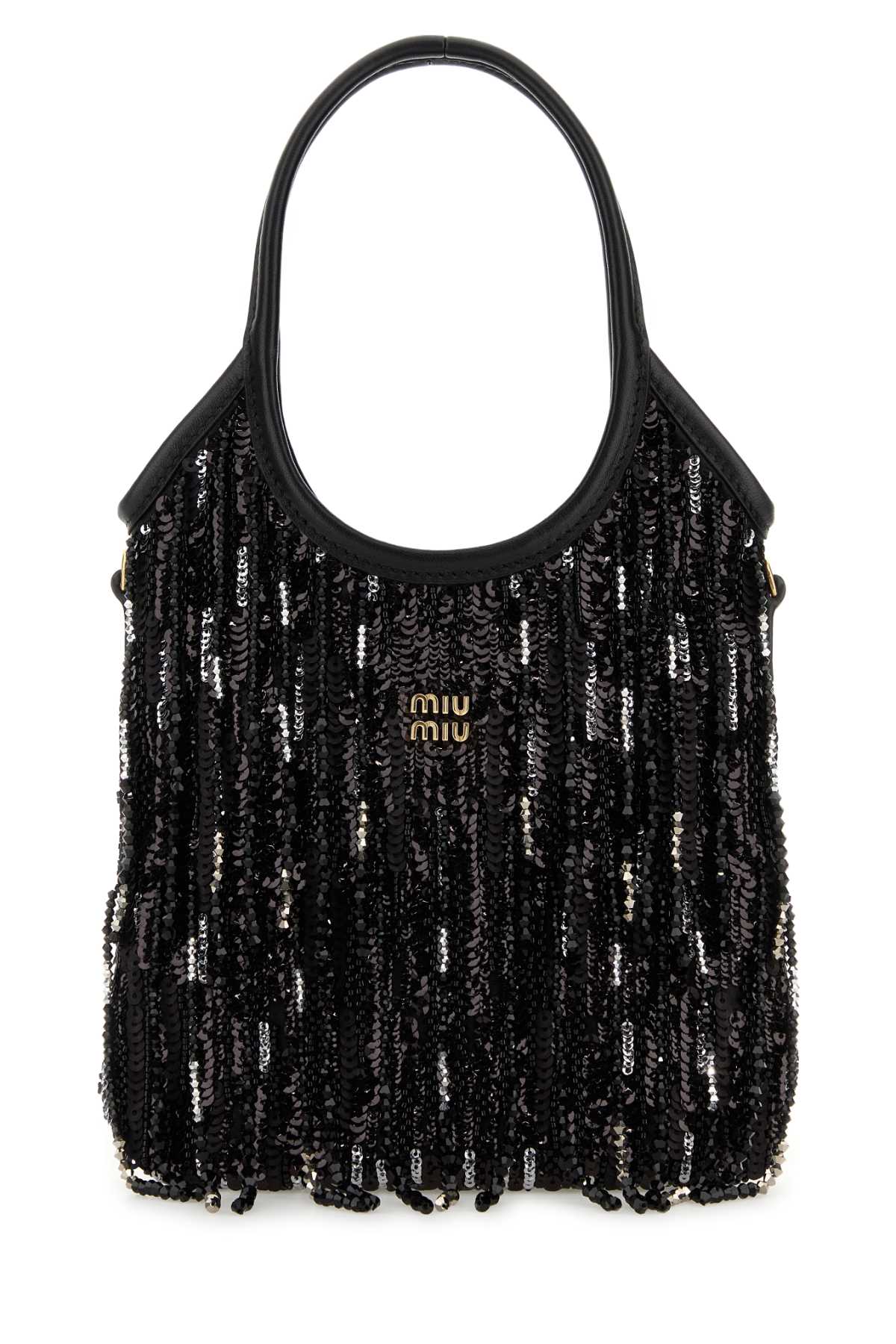 Embellished fabric handbag 5BA281VOWR2IGMF0002 (MIU MIU / ハンドバッグ・ショルダーバッグ ) | MIU MIU (ミュウミュウ)