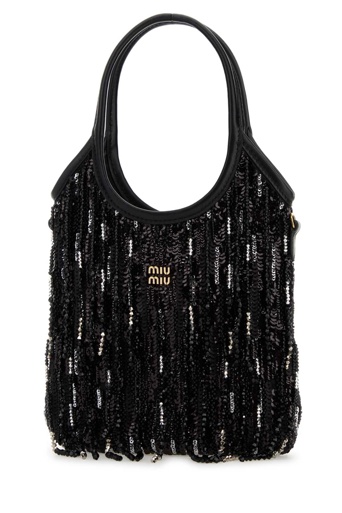 Embellished fabric handbag 5BA281VOWR2IGMF0002 (MIU MIU / ハンドバッグ・ショルダーバッグ ) | MIU MIU (ミュウミュウ)(1)